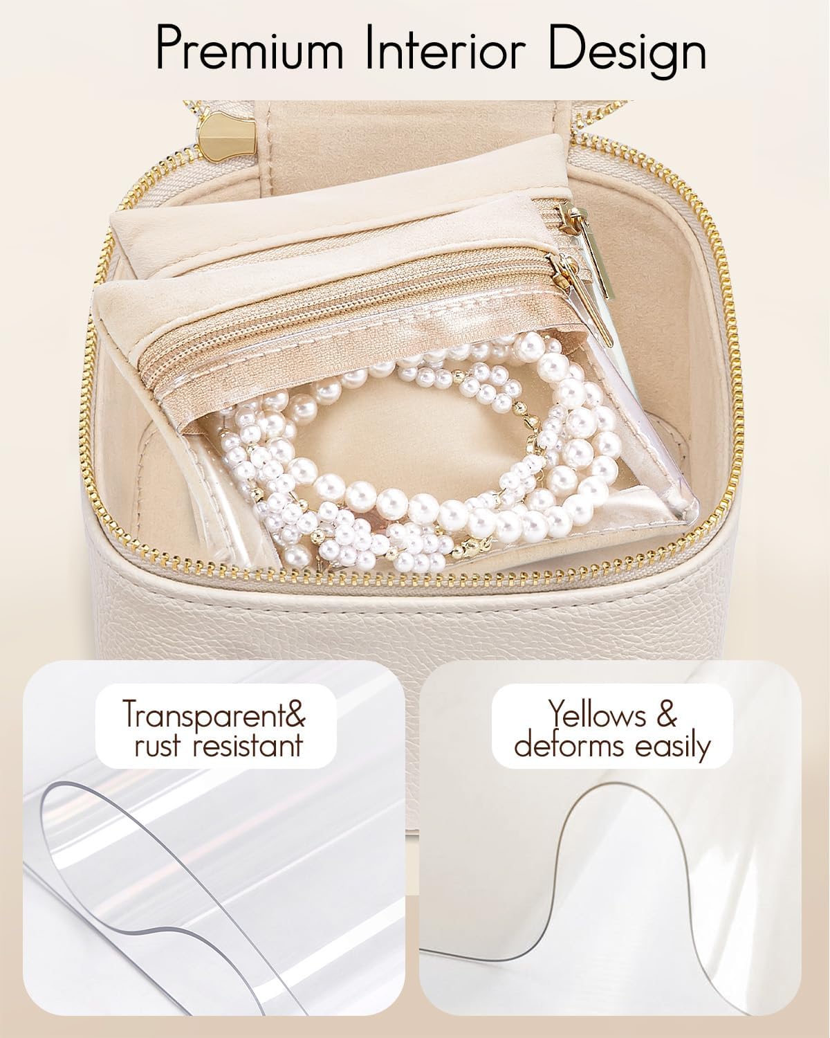VLANDO Jewelry Organizers and Storage with Clear 6 Velvet Bags,White | Premium Petal Hardware,Fits Handbags Well,Rings and Chains, Women,Holidays,Bridesmaid Gifting - Image 2