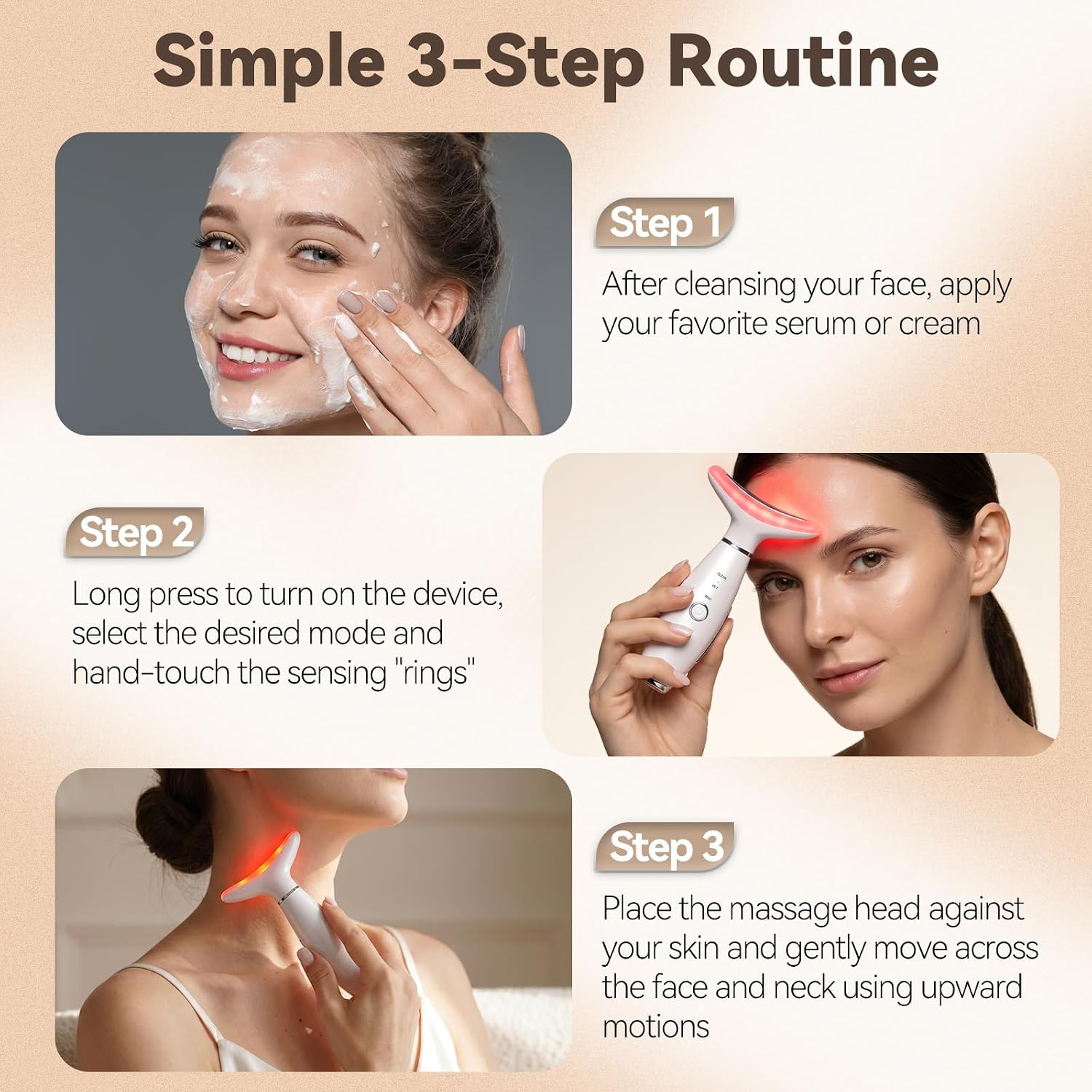 Neck Face Massager Tool, 3-in-1 Portable Facial Massager, Face Sculpting Tool at Home for Skin Care with Vibration (White) - Image 6