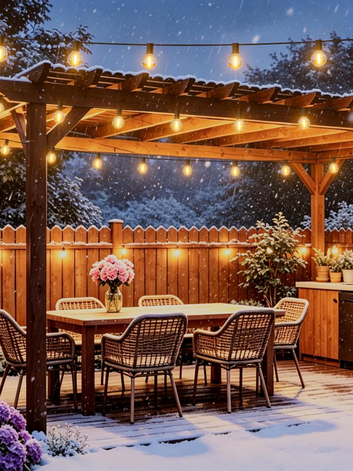 LACHON Outdoor String Lights Waterproof 50 FT with 25 G40 IP65 Bulbs | Dimmable,Connectable,Shatterproof,2700K Warm White,Perfect For Any Outdoor Space,Patio,Backyard,Cafe,Bistro,Porch,Market - Image 8