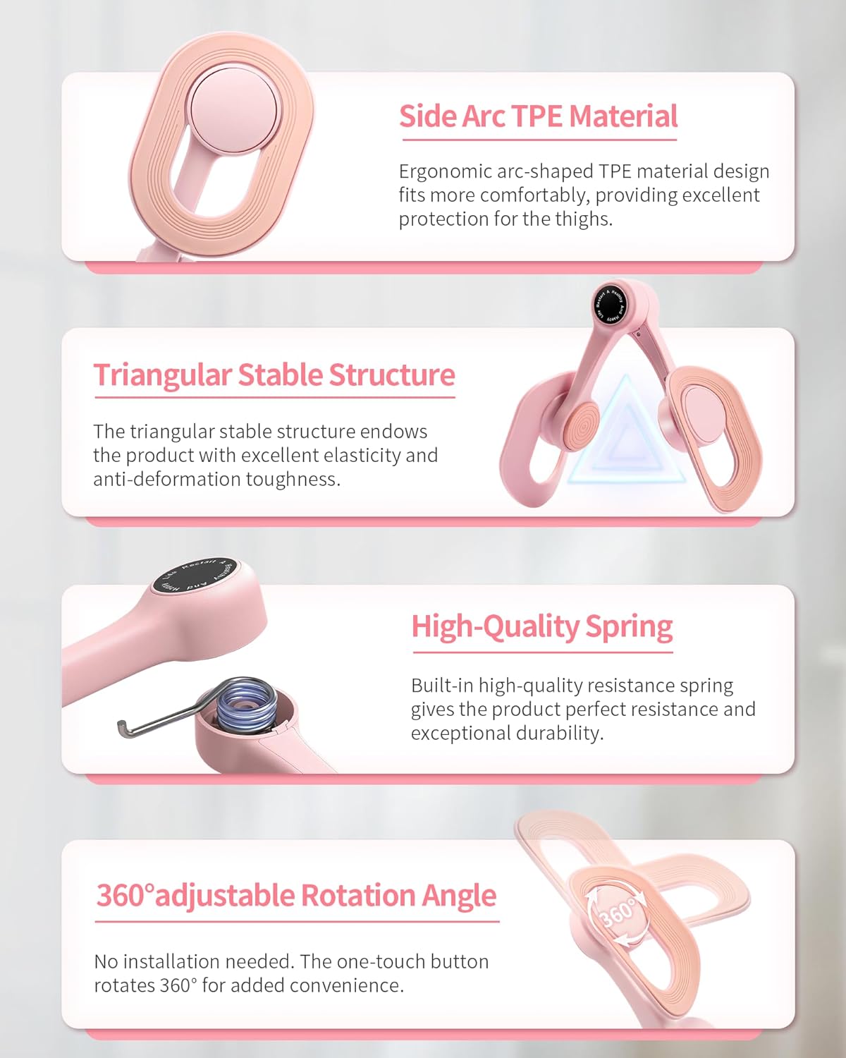 Pelvic Floor Exercise Devices, Thigh Trainer for Women | 360° Rotatable TPE Cushion, Strengthens Pelvic Muscles & Inner Thigh, Portable Kegel Gear for Shaping, Yoga and Home Workouts - Image 5