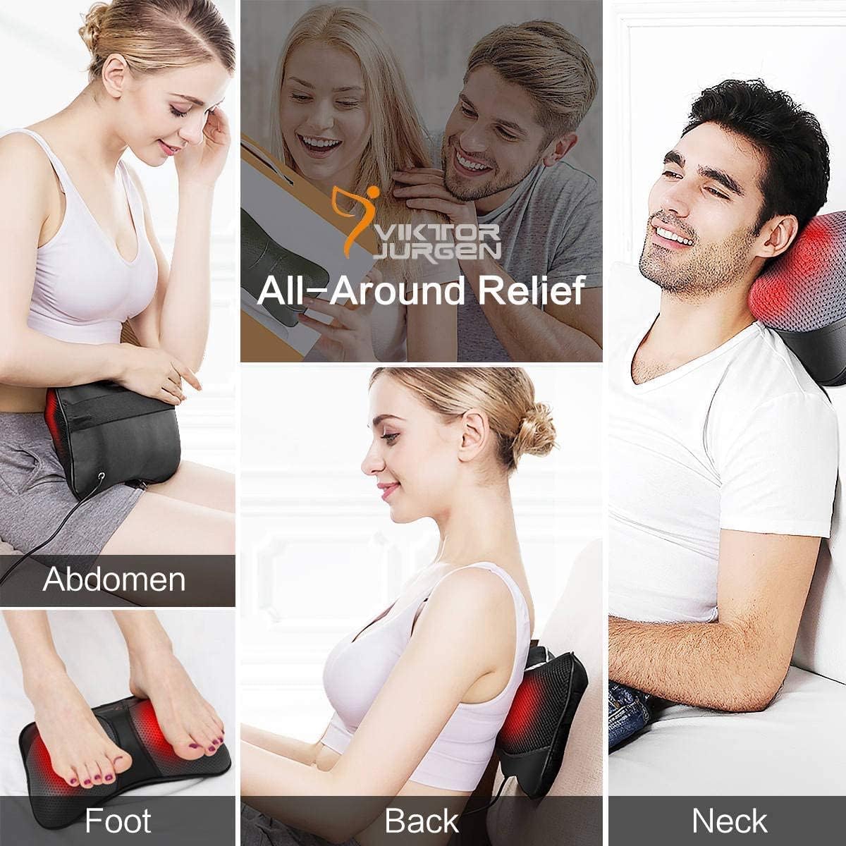 VIKTOR JURGEN Shiatsu Back Massager with Heat, Deep Tissue for Pain Relief | Electric 3D Kneading Massage Pillow for Neck, Shoulder, Back, Christmas Women Gifts for Men Dad Mom Wife Her (NOT Cordless) - Image 9
