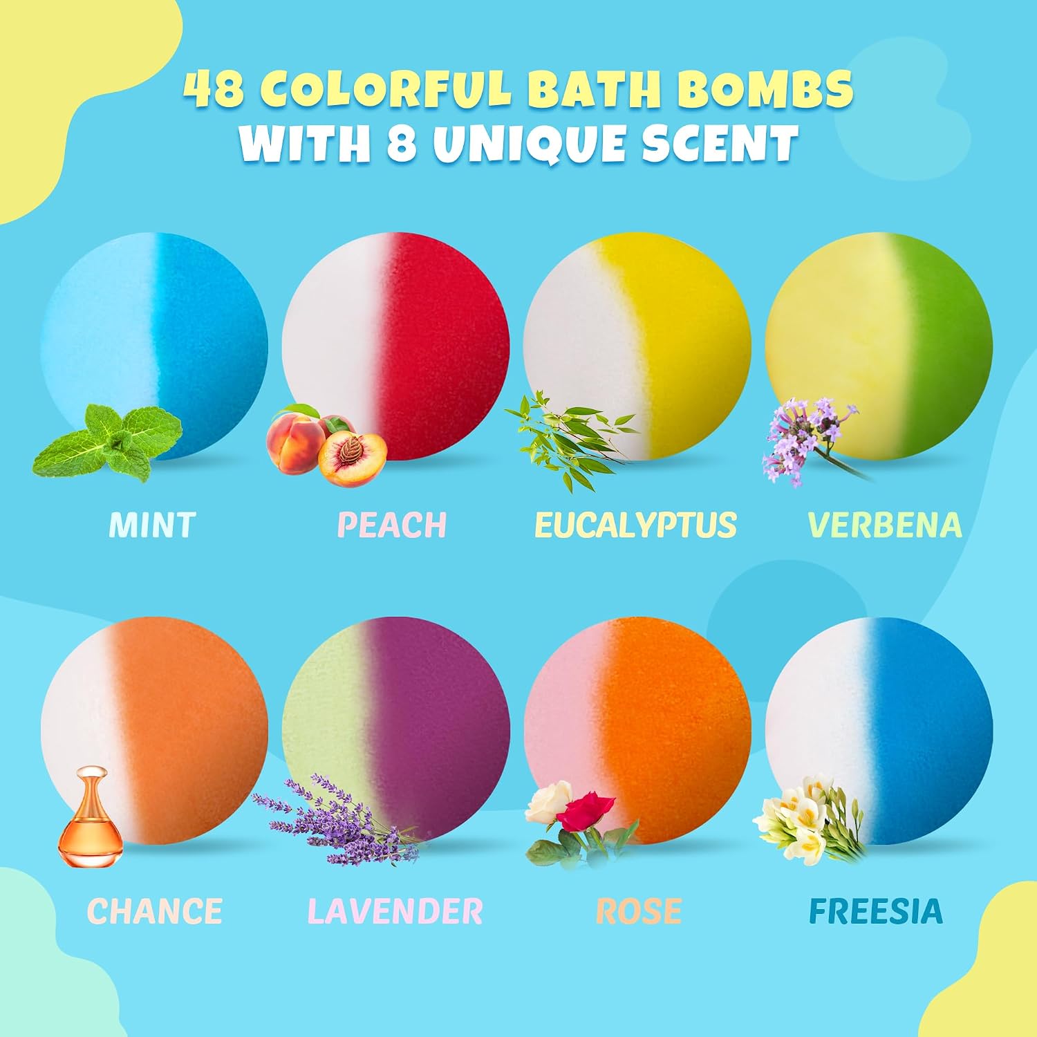 48pcs Bath Bombs for Kids with Toy Inside, Organic Colorful Bubble Bath for Kids Safe, Best Birthday, Party, Easter Bath Bombs Gift Set for Girls and Boys - Image 3