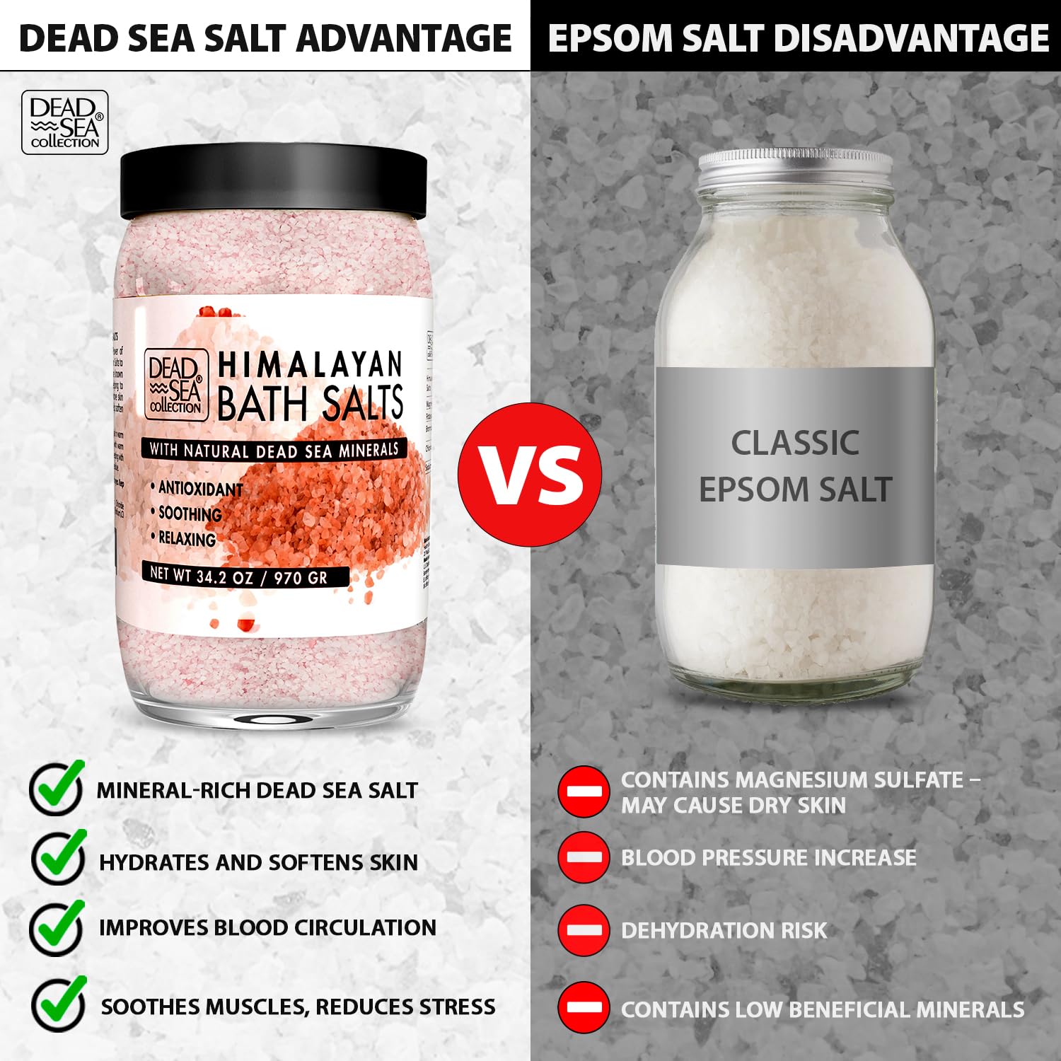 Dead Sea Collection Himalayan Bath Salts – Pure Dead Sea Minerals and Himalayan Pink Salt - Nourishing Soothing and Relaxing Skin and Muscle – 34.2 Oz - Image 6