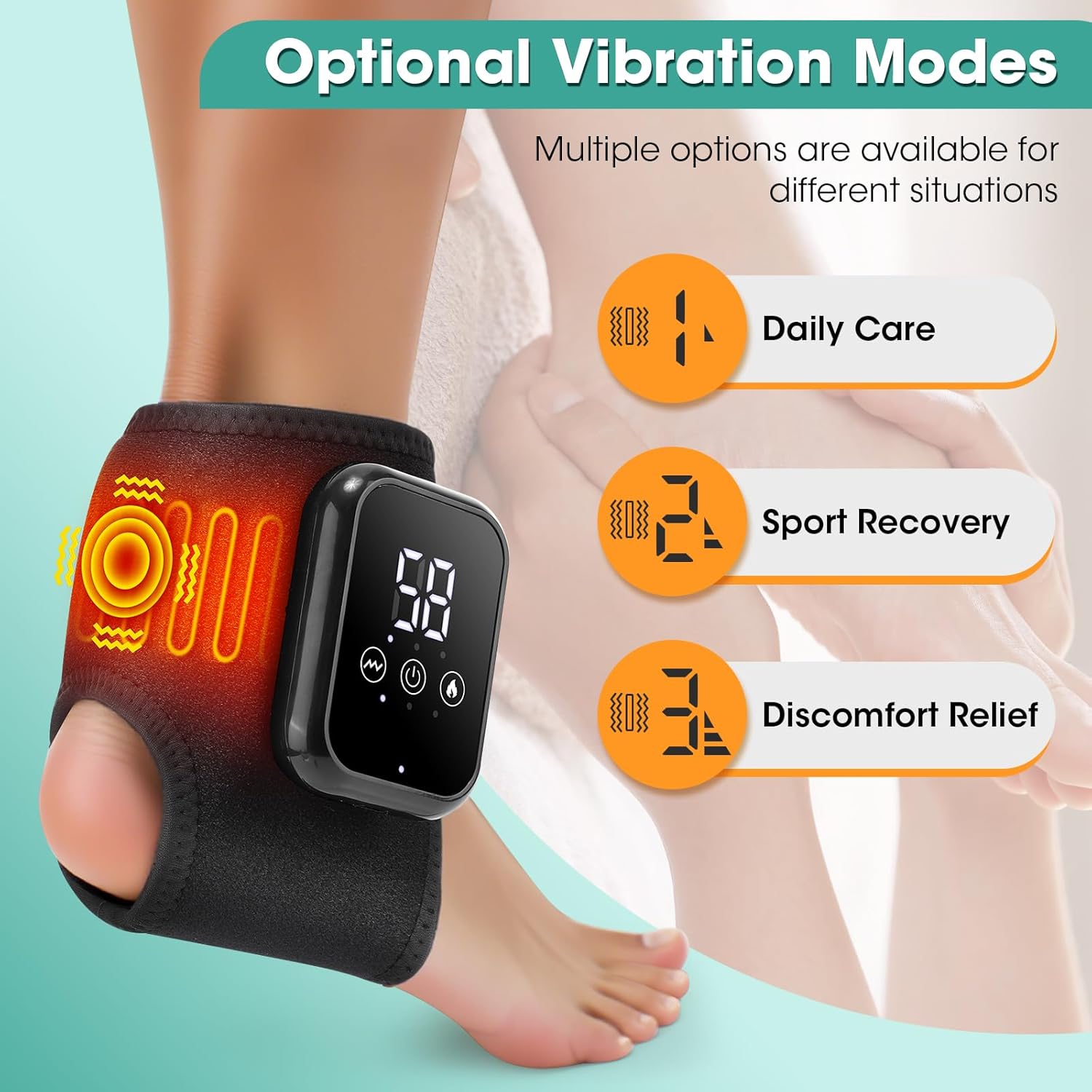 Foot Massager for Neuropathy, Rechargeable Ankle Heating Pad with Massage for Circulation, Foot and Ankle Massager for Pain Relief, Suitable for Reduce Fatigue and Plantar Fasciitis, Travel & Home Use - Image 3