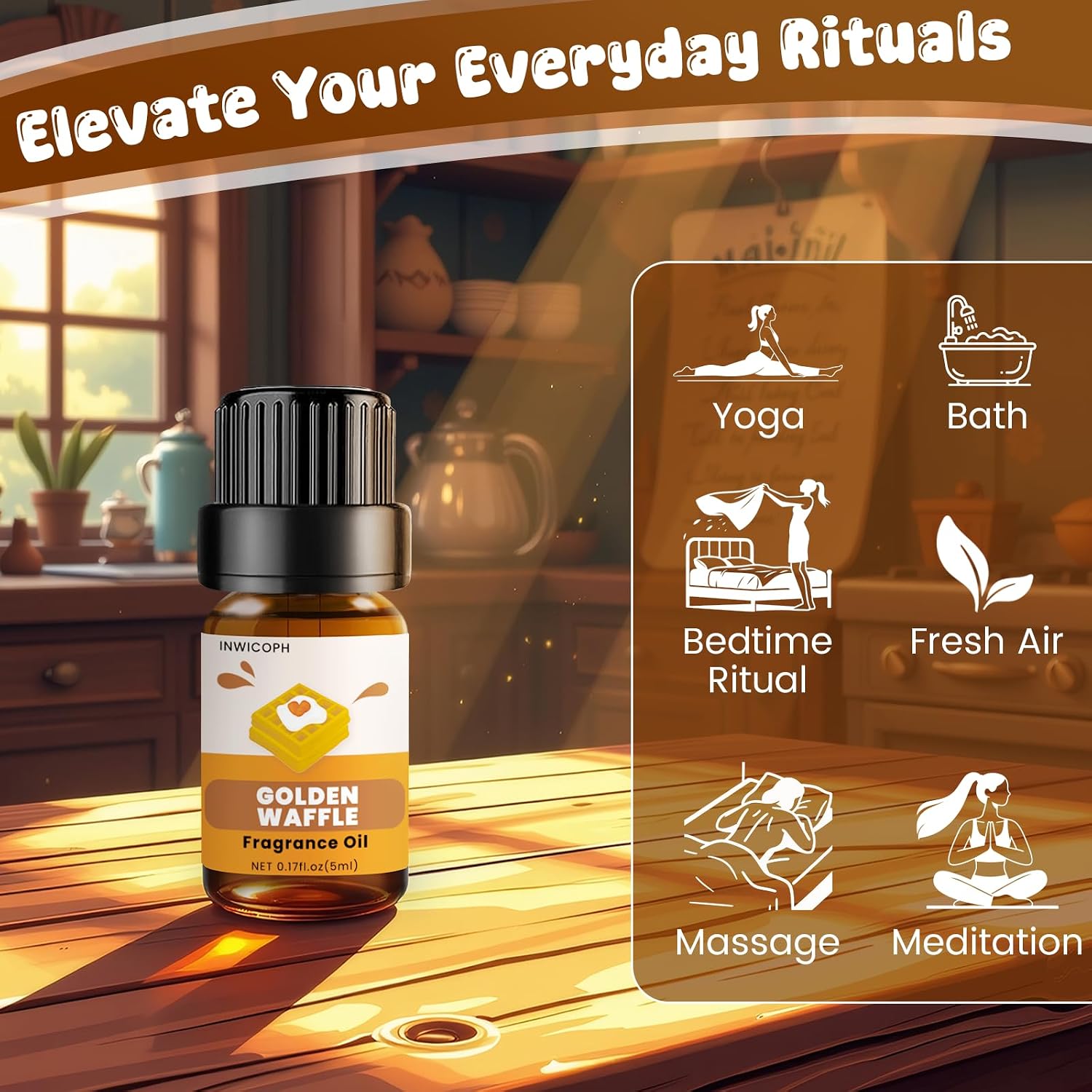 Bakery Essential Oils Set (10 × 5ml), INWICOPH Fragrance Oil for Soap & Candle Making - Pumpkin Pie, Golden Waffle, Hazelnut, Eggnog Cake Aromatherapy Scented Oils - Image 4
