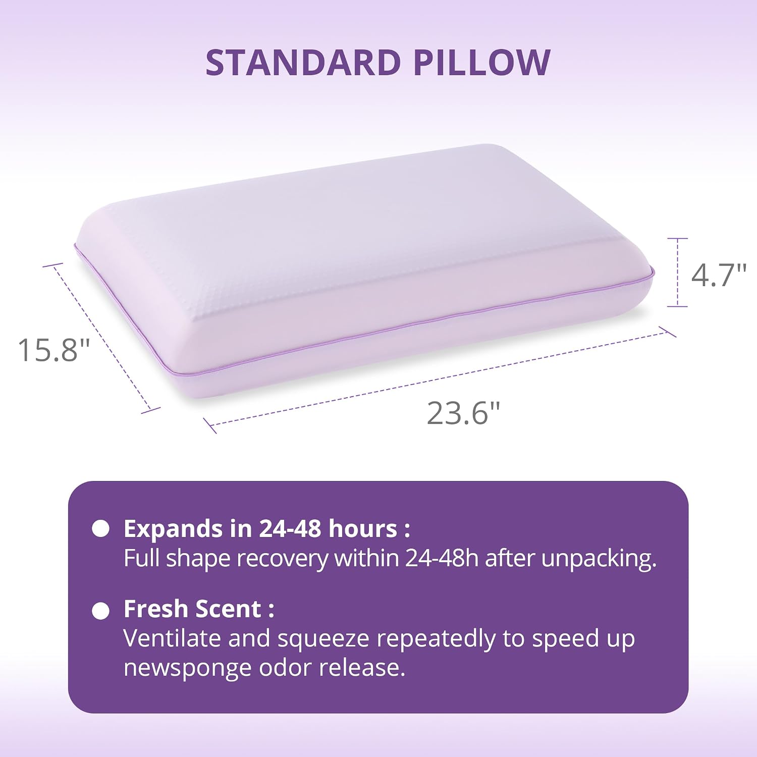 Cooling Gel Memory Foam Pillow for Hot/Side Sleepers, Neck Support, Purple | Ergonomic Pressure Relief, Fits Back & Stomach Sleepers, Reversible Removable Machine Washable Cover, Night Sweats Relief - Image 9