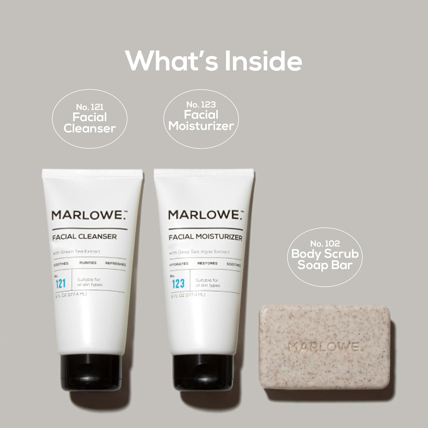 MARLOWE. Men's Skin Care Set, Best Sellers Kit, Soap, Cleanser, Moisturizer | Men’s Skin Care Set with Exfoliating Scrub Soap Bar, Facial Cleanser & Facial Moisturizer. Great Gift for Men. - Image 7