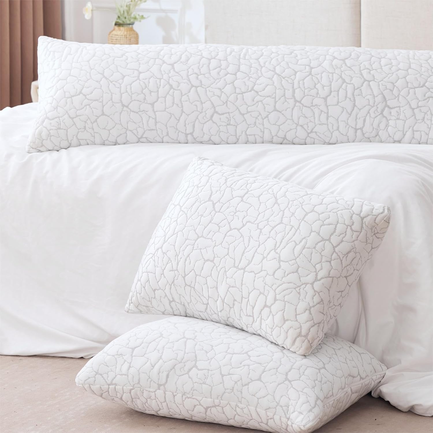 Cooling Pillows Queen Size Set of 2, Memory Foam Firm Bed Pillows | Adjustable, For Hot Sleeper, Side Back Stomach Sleeping, Cold Pillow, Neck and Shoulder Pain Relief, Removable Washable Cover - Image 8