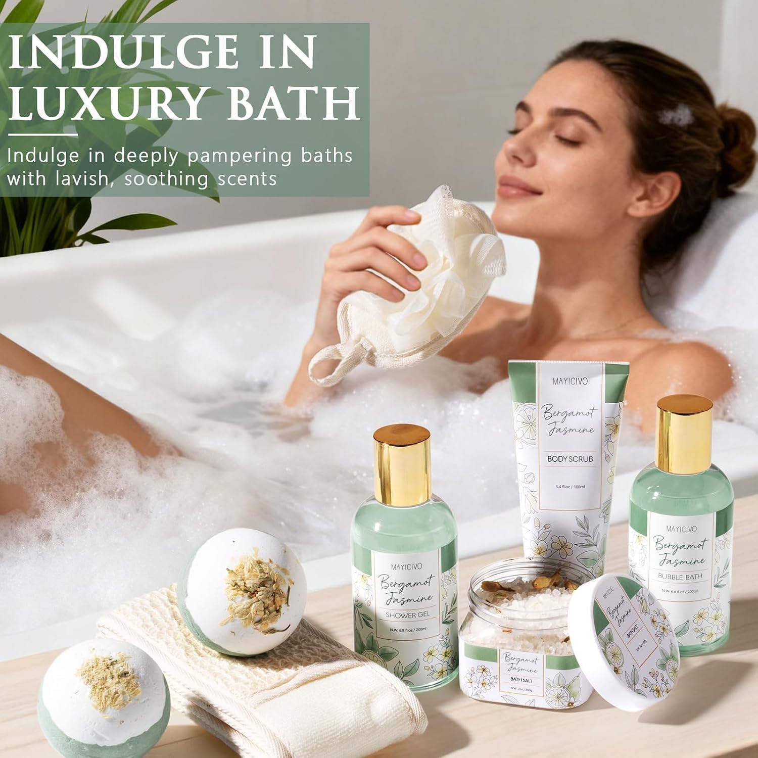 Birthday Gifts for Women Spa Gift Baskets Bath Set for Women Self Care Kit | Bergamot Jasmine Bath and Body Kit Care Package, Christmas Anniversary Gifts for Women Mom Her Wife Girlfriend Friend Sister - Image 8