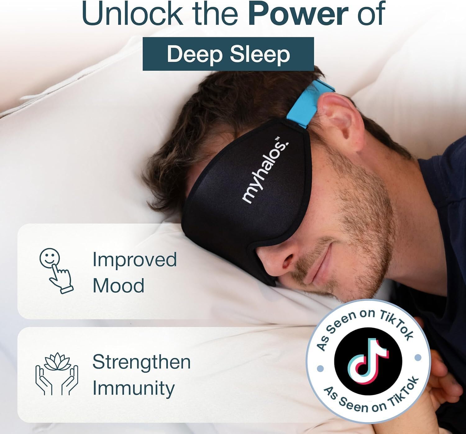 MyHalos® Sleep Mask for Men and Women, 3D Blackout Eye Masks for Sleep | Sleeping Mask, Blindfold, Zero Pressure, Breathable, Side Sleepers &Eyelash Friendly, Night & Travel Eye Mask (Black) - Image 4