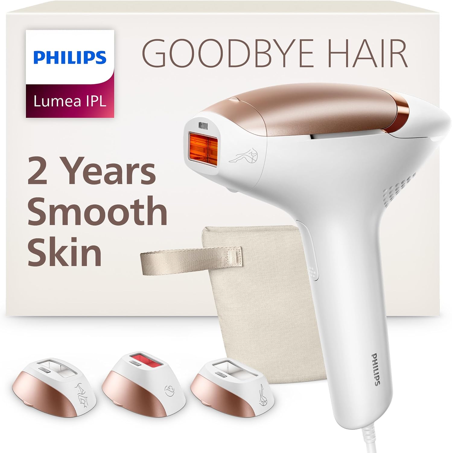Philips Lumea IPL — Salon-Like Laser Hair Removal for Women, Permanent Hair Reduction Device At Home for Face & Body — Safe & Painless for Face, Bikini, Body, 5 Settings & Skin Sensors, BRI937/03