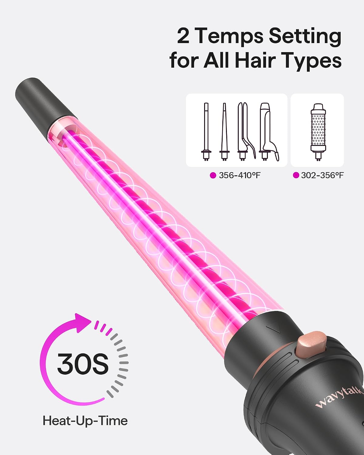 Wavytalk 5 in 1 Curling Iron with Thermal Brush,Flat Iron,Versatile Styling | Interchangeable Curling Iron Set(0.5”-1.25"), Ceramic Curling Iron, Less Damage, Fast Heating Wand Curling Iron, Dual Voltage - Image 3