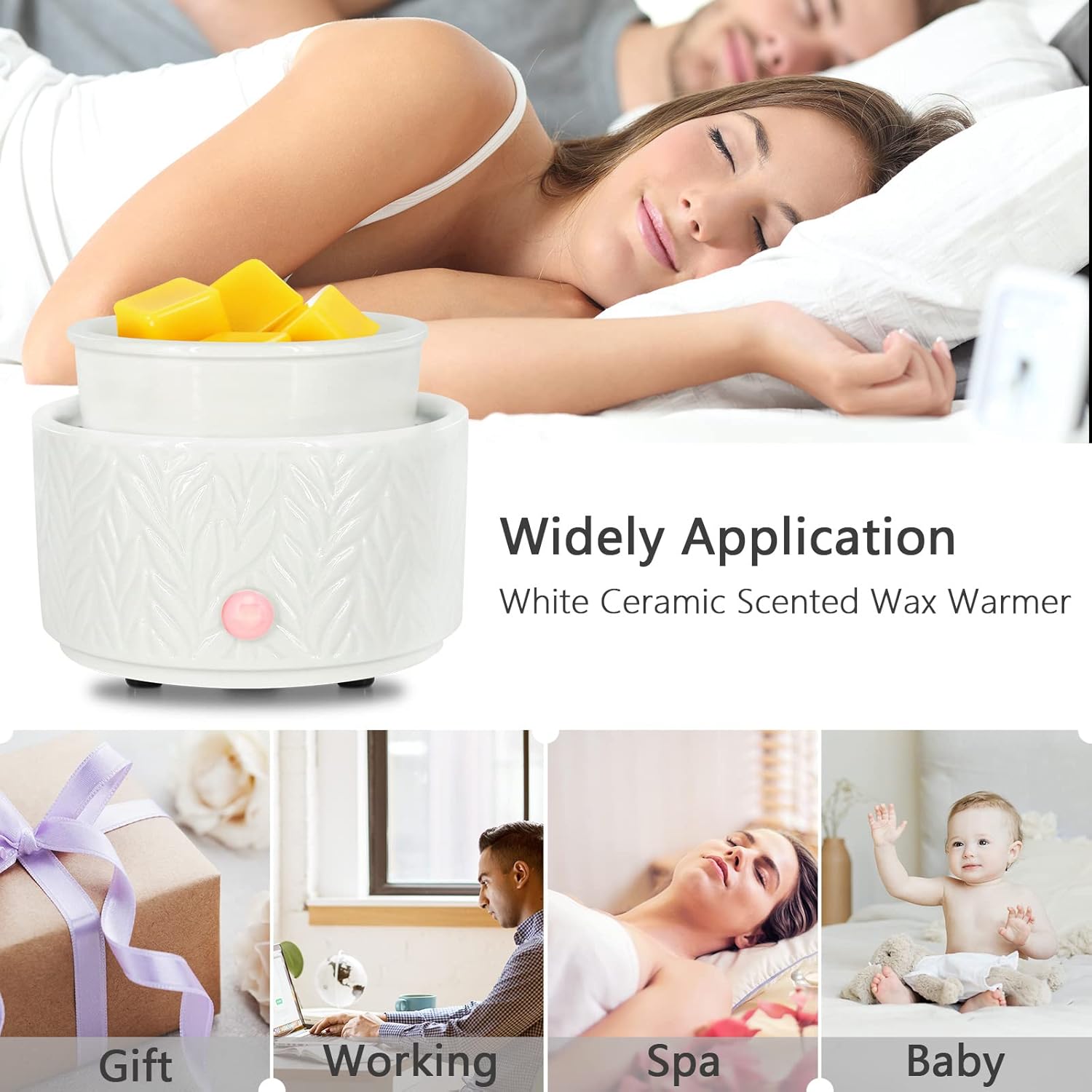 EQUSUPRO Wax Melt Warmer for Scented Wax Melts 3-in-1 Electric Ceramic Candle Wax Warmer Burner Fragrance Wax Melter for Home Office Bedroom Gift & Decor (Leaf) - Image 7