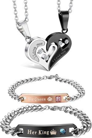Jstyle 4Pcs Couples Jewelry Set, Ma...