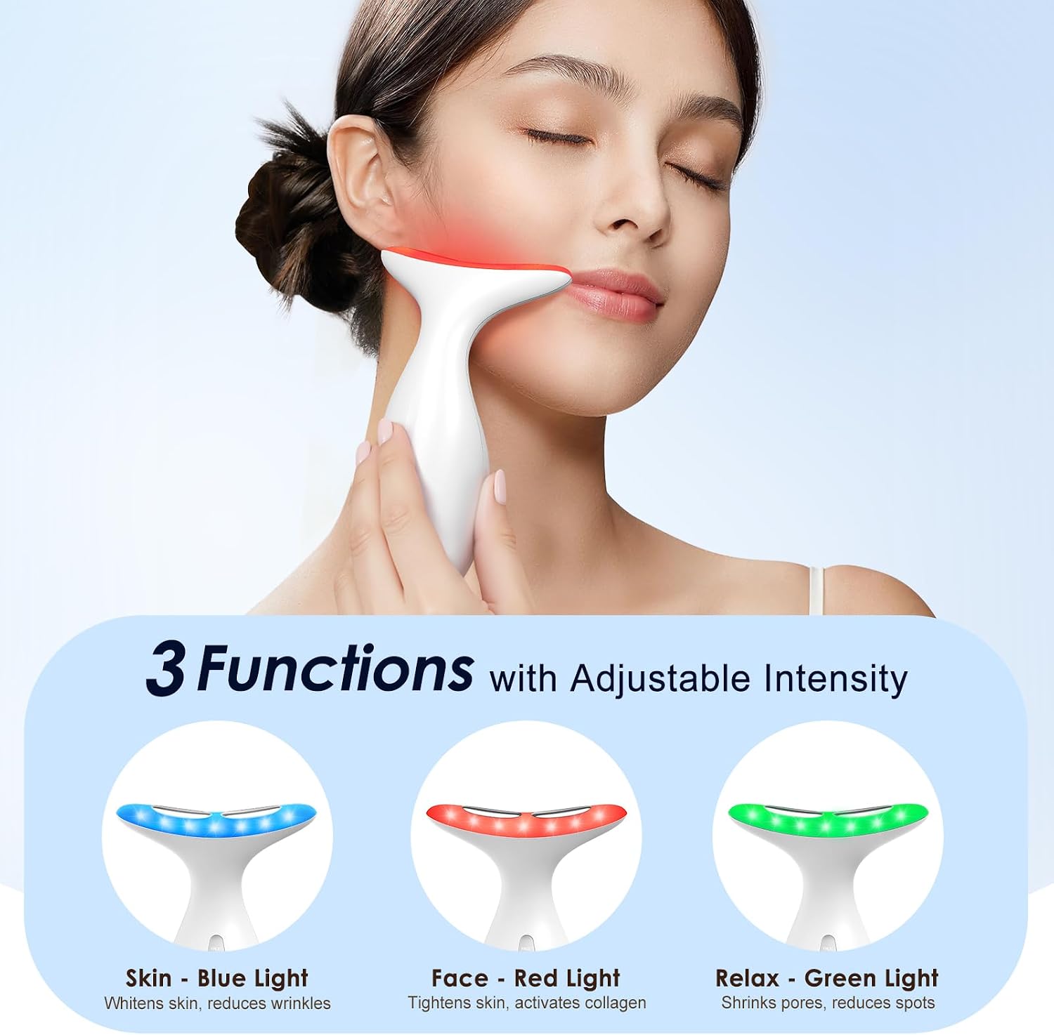 Neck Massager — Portable facial/neck massager with constant temperature heat therapy and vibration massage. USB rechargeable, three adjustable speeds. Relieves fatigue and aids in skincare absorption - Image 2