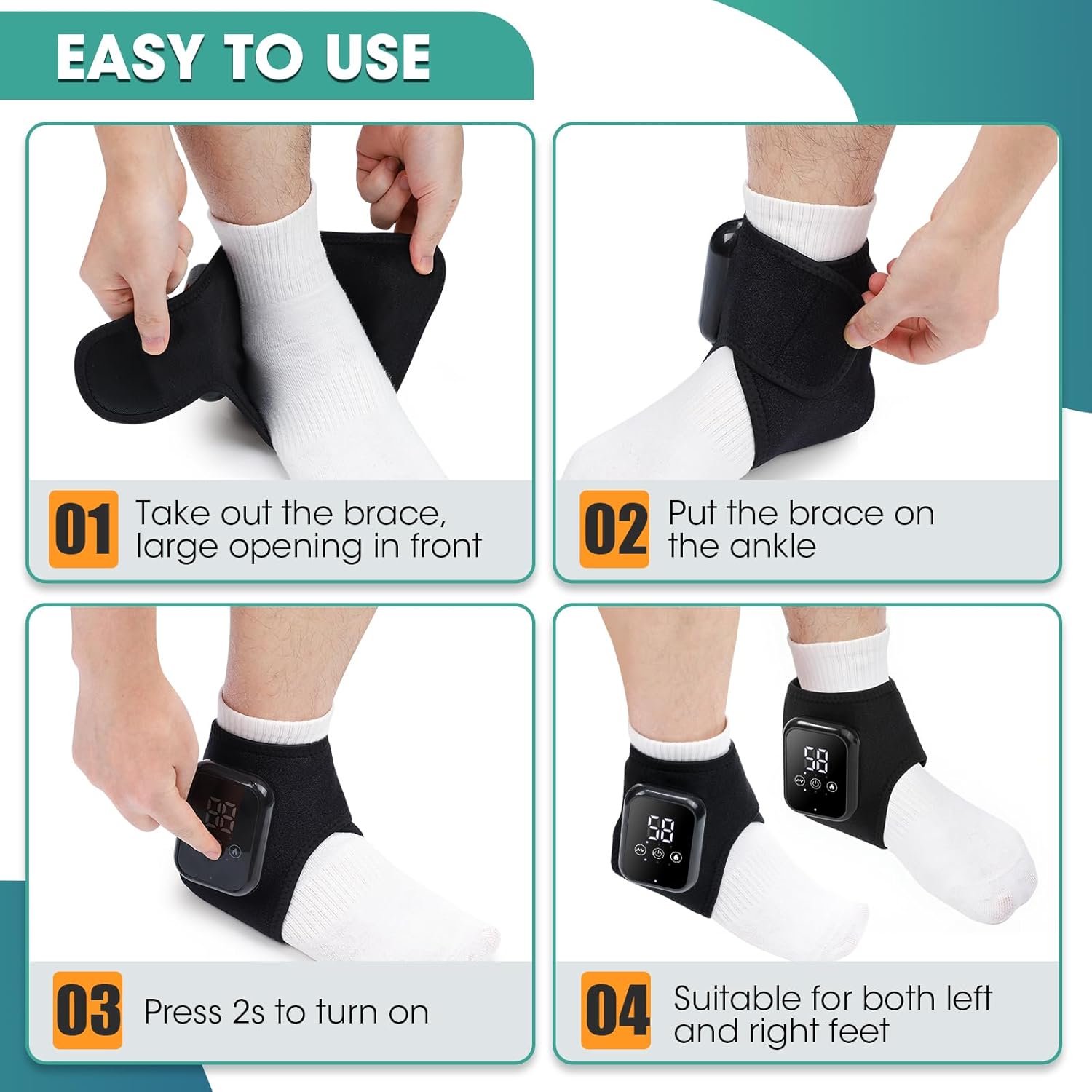 Foot Massager for Neuropathy, Rechargeable Ankle Heating Pad with Massage for Circulation, Foot and Ankle Massager for Pain Relief, Suitable for Reduce Fatigue and Plantar Fasciitis, Travel & Home Use - Image 5