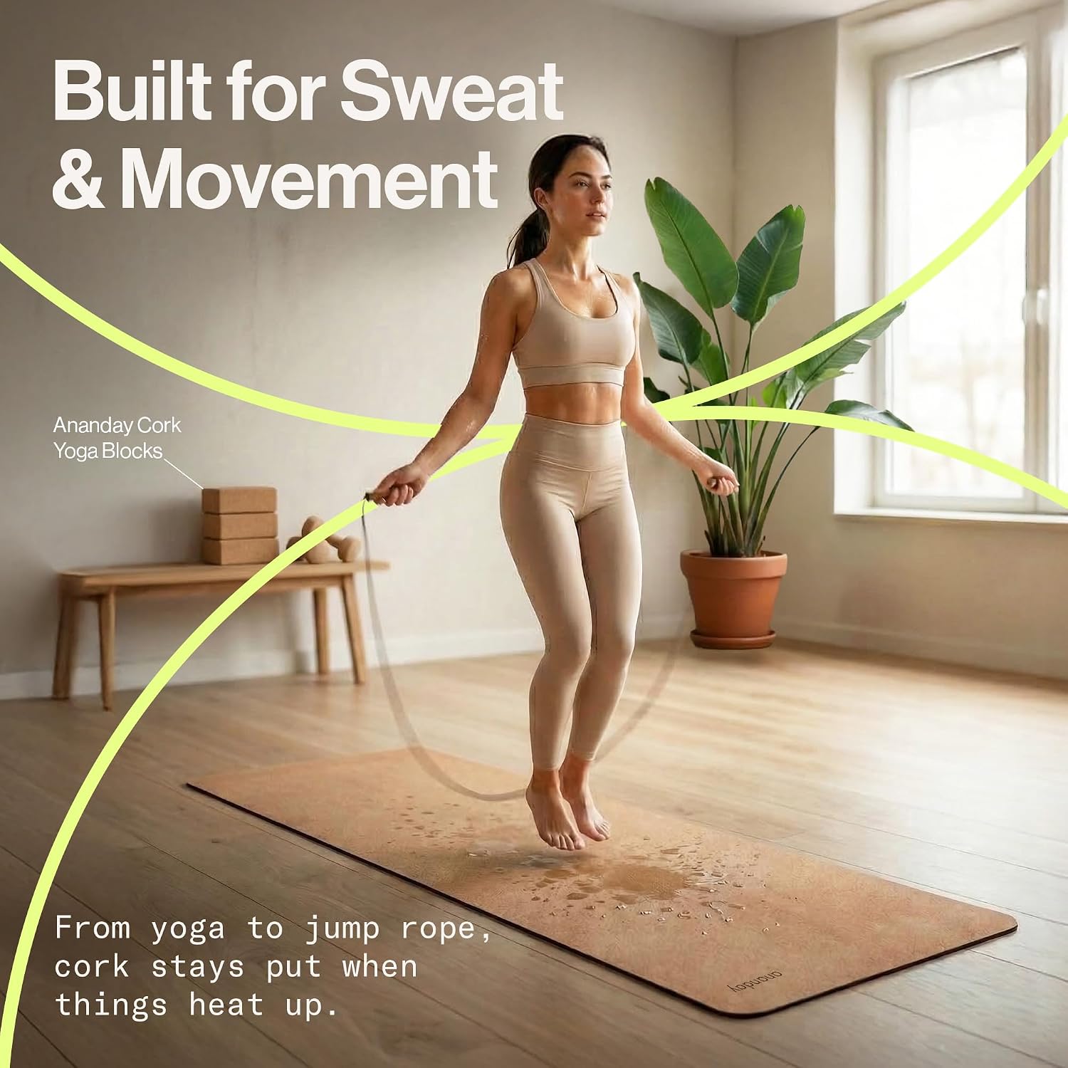 Ananday Premium Cork Yoga Mat - Sustainable, Non-Toxic & PVC-Free, Non-Slip, Perfect for Hot Yoga, Pilates & Exercise - Cushioned for Superior Comfort & Support - Image 9