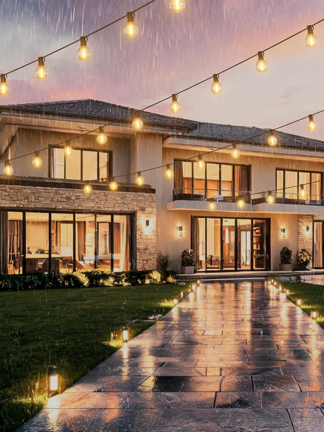 LACHON Outdoor String Lights Waterproof 100 FT with 50 G40 IP65 Bulbs | Dimmable,Connectable,Shatterproof,2700K Warm White,Perfect For Any Outdoor Space,Patio,Backyard,Cafe,Bistro,Porch,Market - Image 7