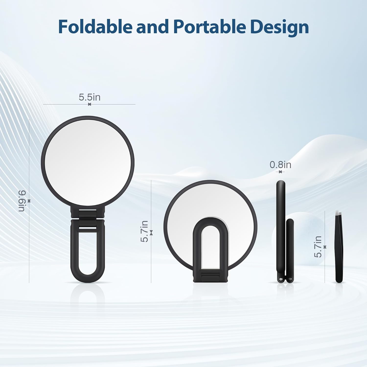 30X Magnifying Mirror, Hand Mirror with Handle, Double Sided Hand Mirror with 30X/1X Magnification, Travel Essential Portable Foldable Makeup Mirror for Precision Makeup Black - Image 4