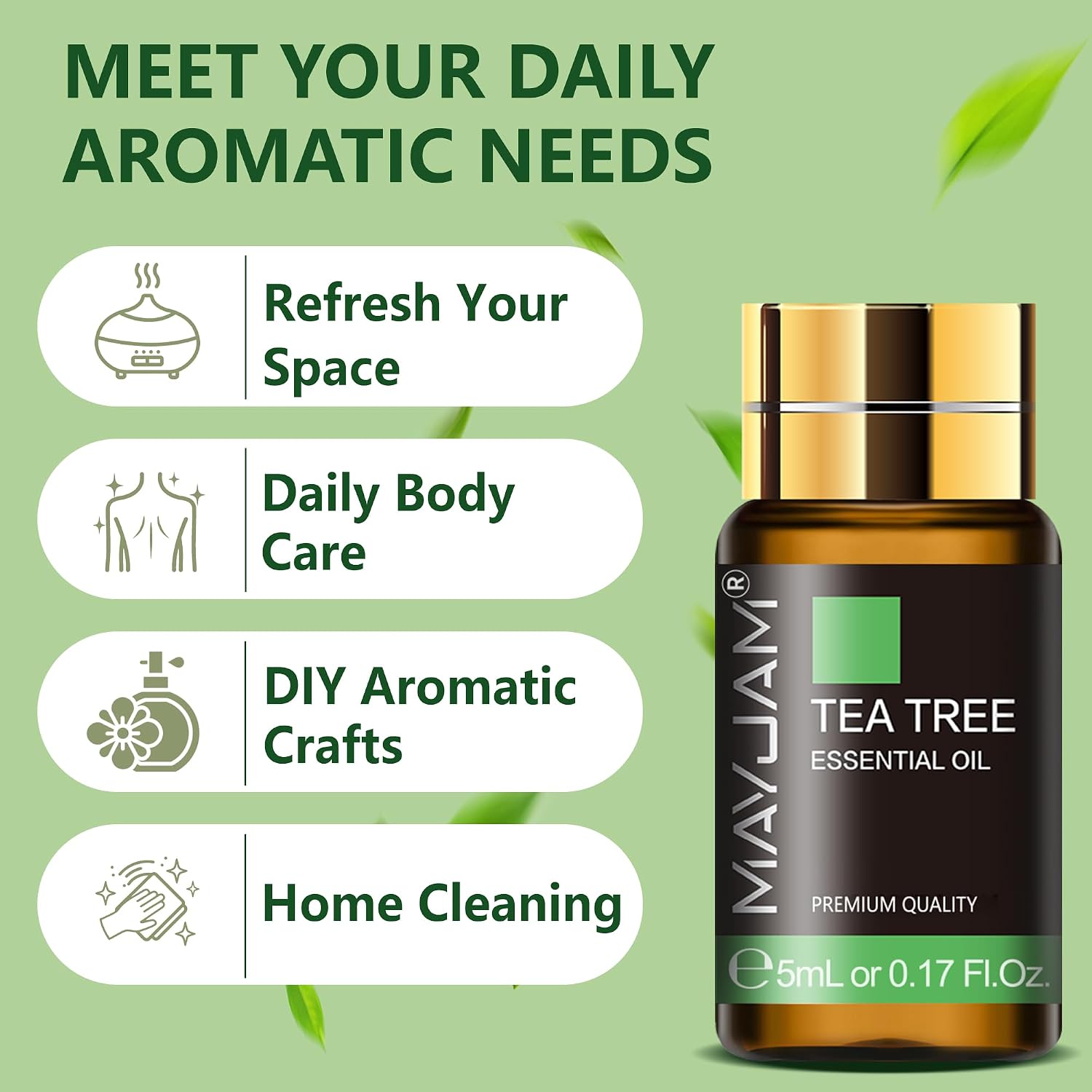 MAYJAM Tea Tree 20 Pcs Pure Essential Oil Gift Set, for Diffuser, Humidifiers, Skin Care, Massage, Fragrance Oil Scent for DIY Candle and Soap Making, Gift for Friend (5ML) - Image 4