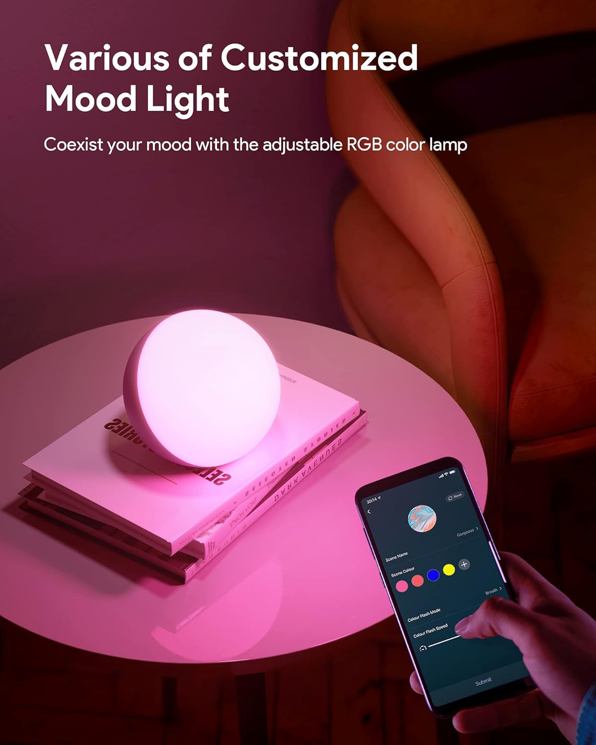Smart Table Lamp, Dimmable Desk Lamp with App/Voice Control, LED RGB Color Changing Touch Lamp, Night Lamp for Bedroom Compatible with Alexa - Image 4