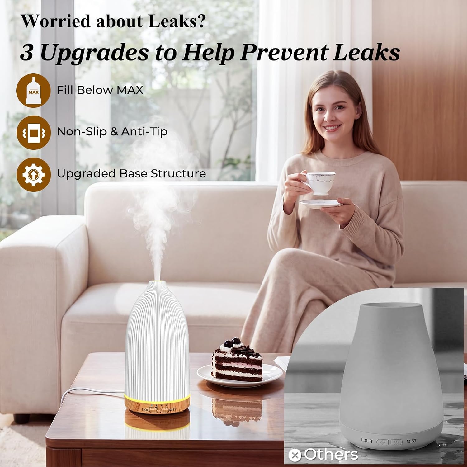 URPOWER 150mL Essential Oil Diffusers for Home Aromatherapy Diffuser | With 7 Color Changing Lights, Timer & Auto Shut-Off Scent Diffuser for Bedroom, Office, Yoga and Everyday Home Use - Image 5