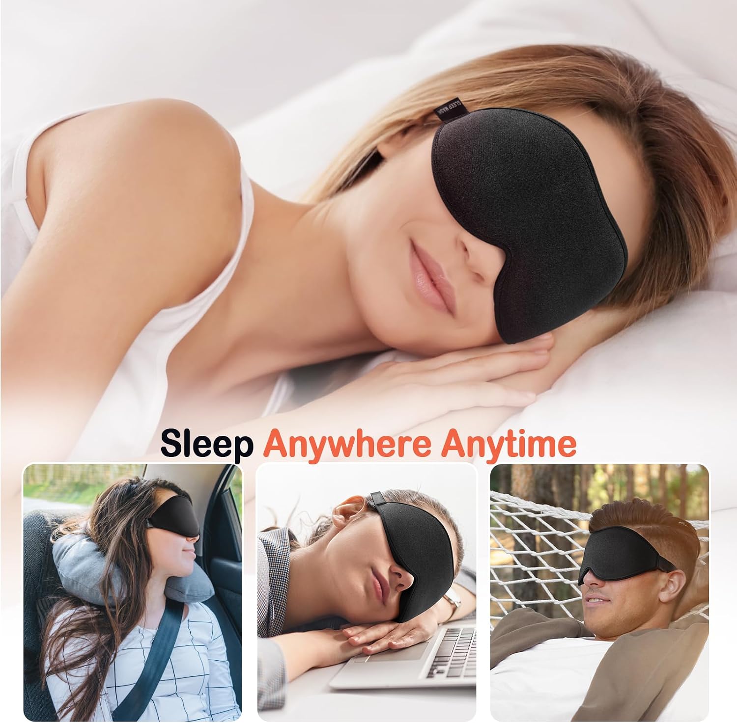 LitBear Sleep Mask for Side Sleeper Women Men, Eye Mask for Sleeping | Light Blocking 3D Contoured Sleeping Mask, Soft Breathable Sleep Eye Mask with Adjustable Elastic Strap for Travel, Black - Image 7