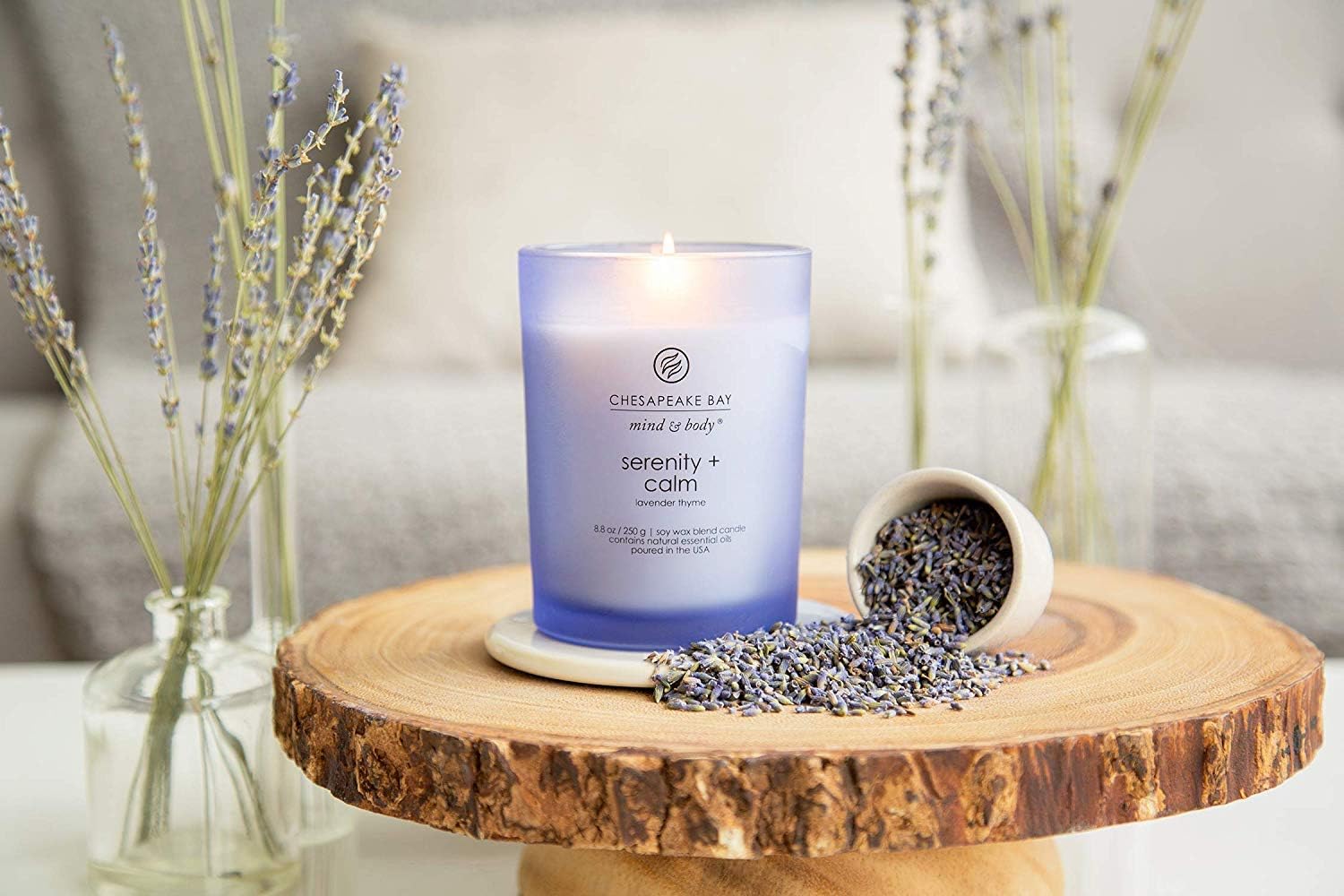 Chesapeake Bay Candle Medium Jar Scented Candle Serenity + Calm (Lavender Thyme) Home Décor Orange Gifting Idea Burn Time of 50 Hours - Image 2