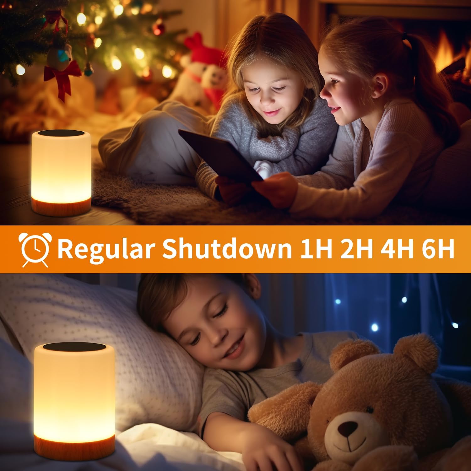 OORUN Touch Bedside Table Lamp,13 RGB Colors & 5 Brightness, USB Rechargeable Desk Lamp, Remote Control Dimmable Night Light with RGB Color Changing,Portable Lamp for Baby, Bedroom, Living Room - Image 6