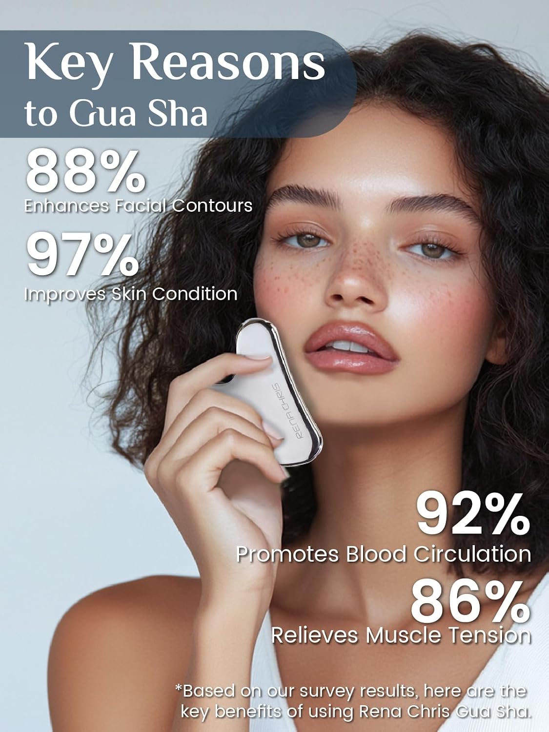 Rena Chris Gua Sha Facial Tools, Stainless Steel Guasha Tool - Silver | Face Massage Tool for Jawline Sculpting, Puffiness Reducing, Gua Sha Double Chin Reducer, Skin Care Gift for Women - Image 4