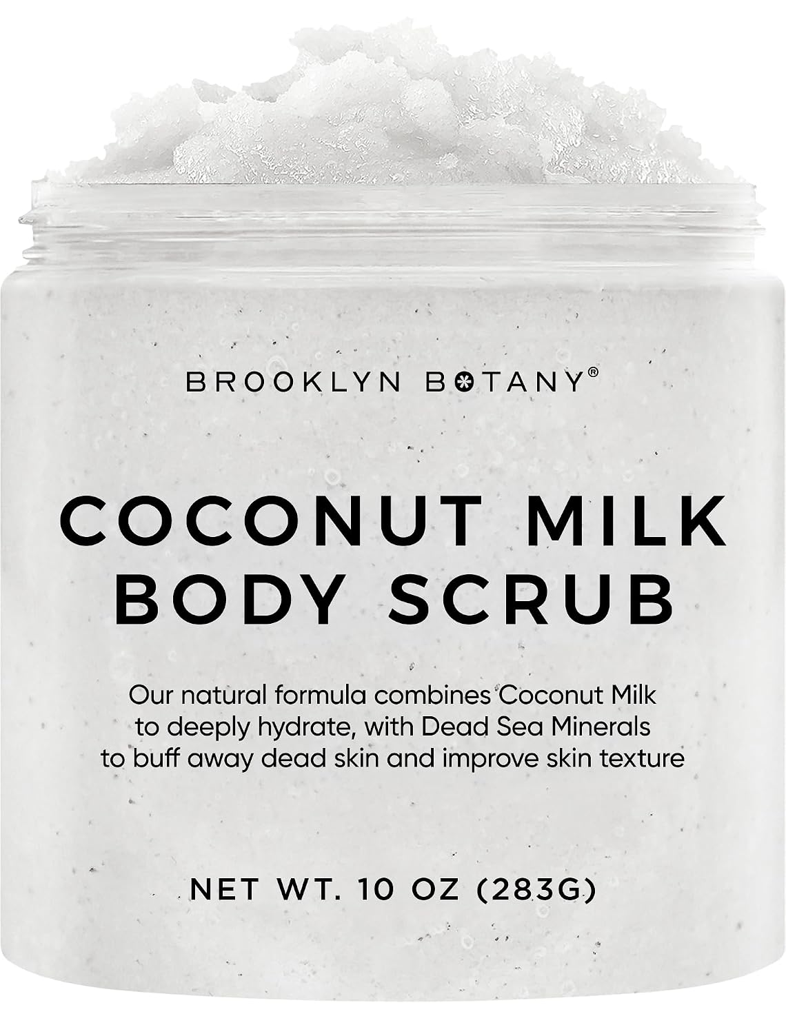 Brooklyn Botany Coconut Milk Body Scrub - Moisturizing and Exfoliating Body, Face, Hand, Foot Scrub - Fights Stretch Marks, Fine Lines, Wrinkles - Great Gifts for Women & Men - 10 oz