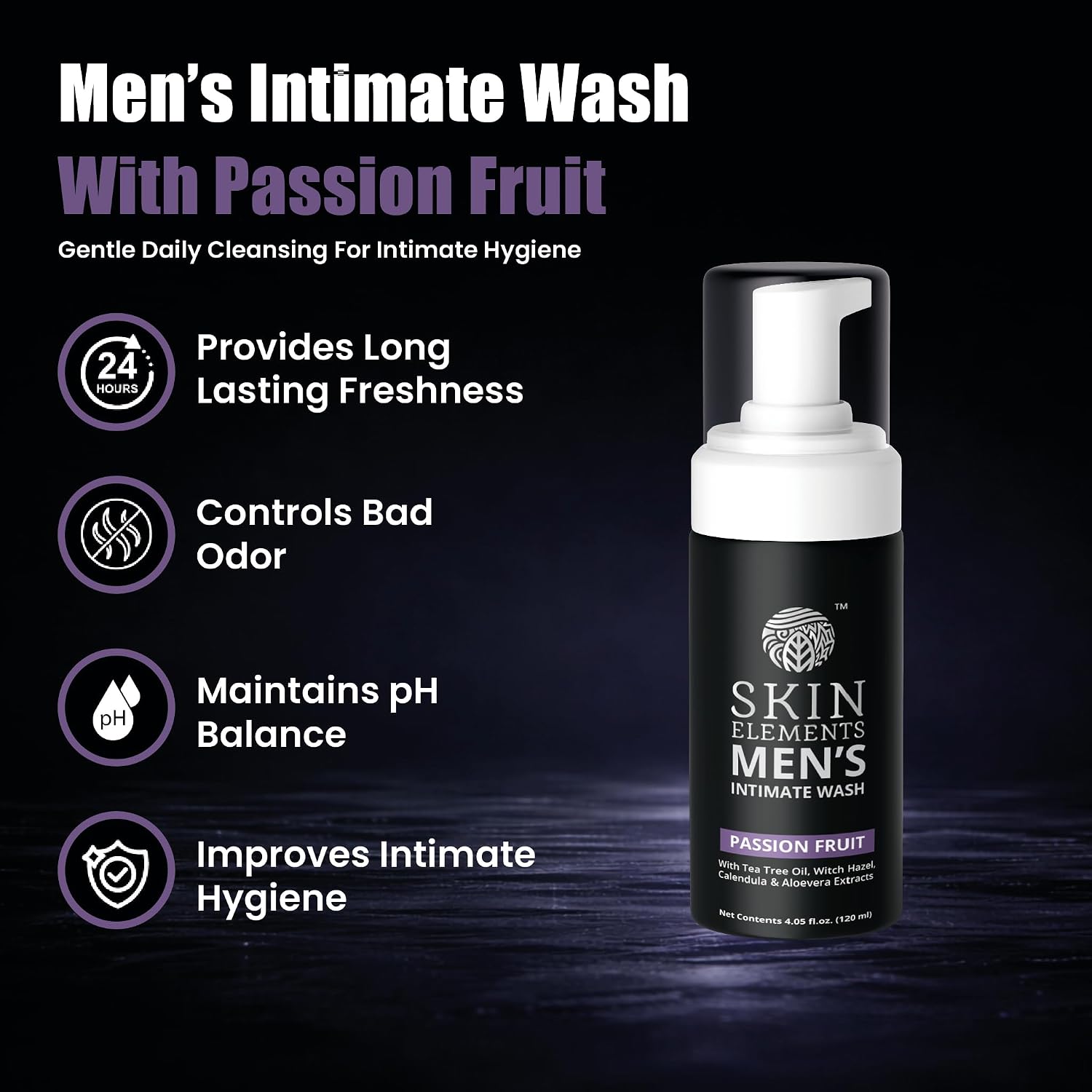 Skin Elements Foaming Men’s Intimate Wash | Passion Fruit | 4.05 fl oz - Image 2
