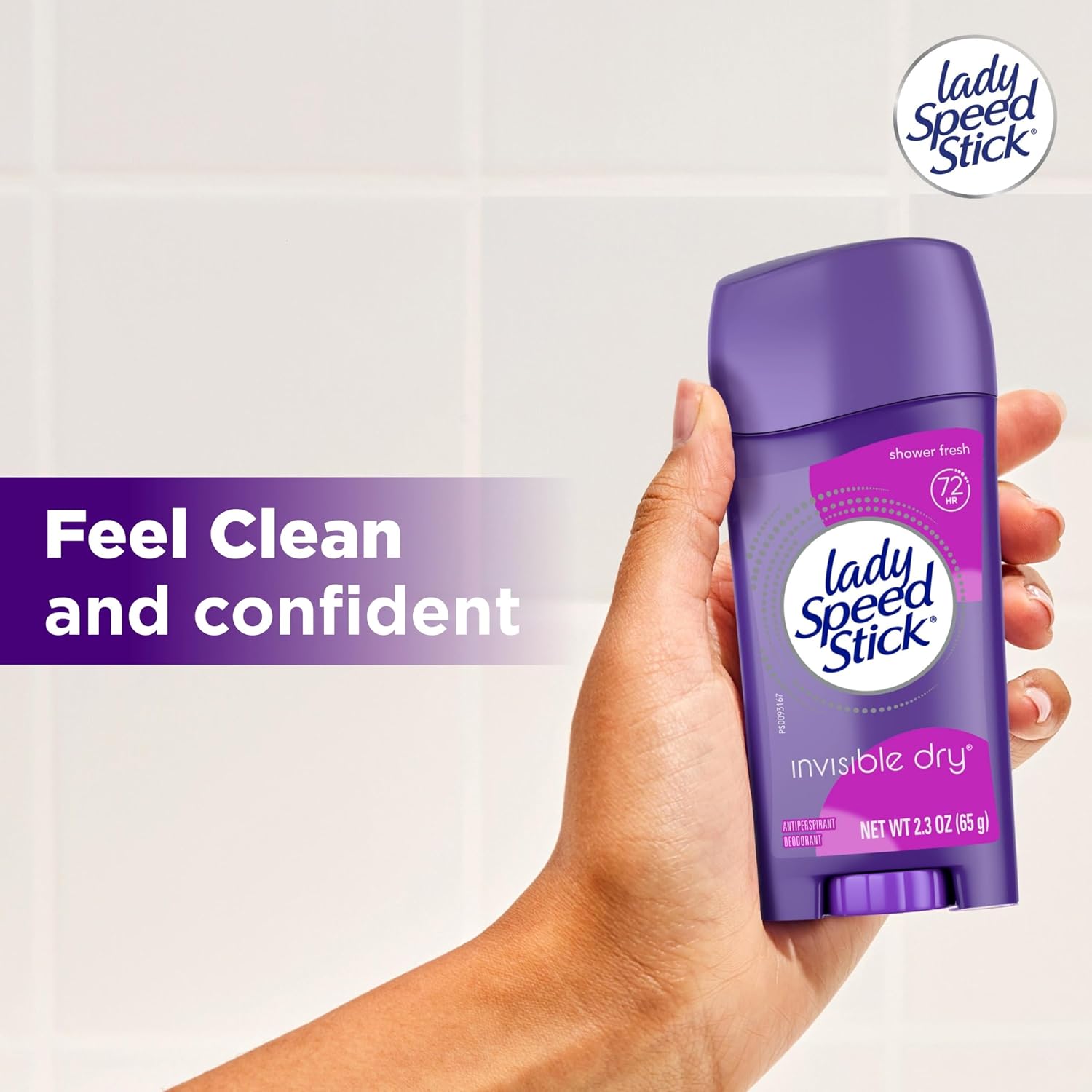 Lady Speed Stick Antiperspirant Deodorant for Women, 72 HR Sweat & Odor Protection, Invisible Dry, Shower Fresh Scent, 2.3 oz Stick (4 Pack) - Image 5