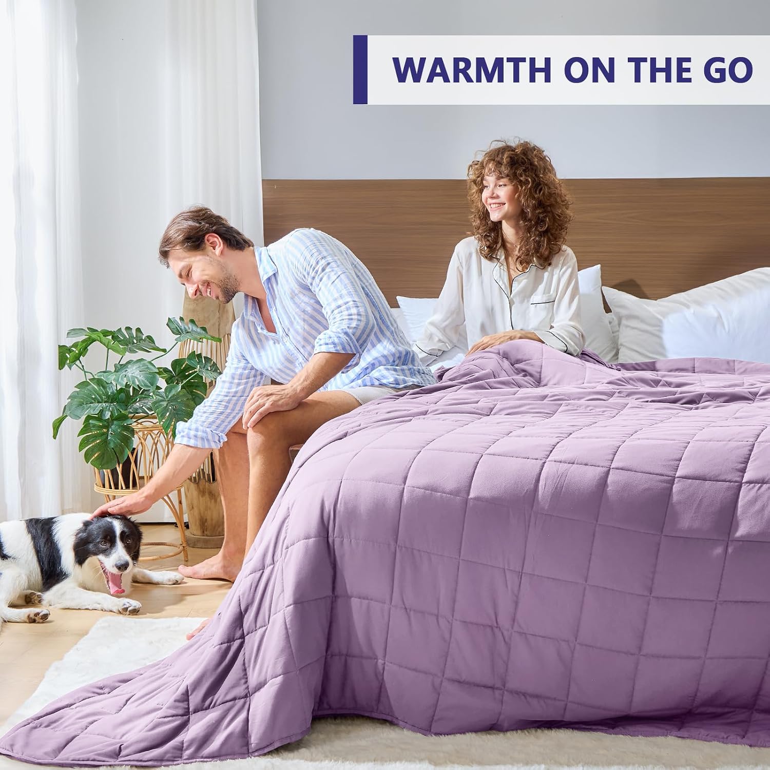 yescool Weighted Blanket for Adults (20 lbs, 60” x 80”, Purple) Cooling Heavy Blanket for Sleeping Perfect for 190-210 lbs, Queen Size Breathable Blanket with Premium Glass Bead, Machine Washable - Image 9