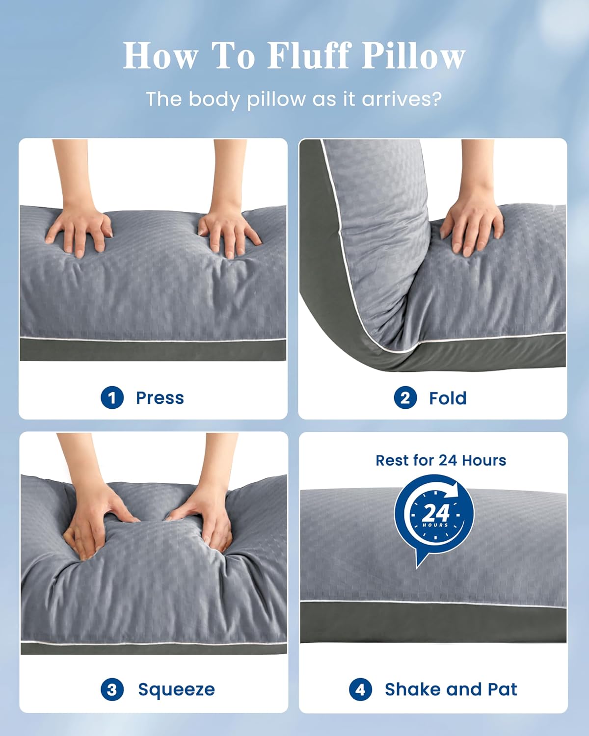 YZ HOME Cooling Body Pillow for Adults- Pillow Insert with Shredded Blue Memory Foam, Soft Support for Side Sleepper, Pregnant Women, Back Pain Relief, Washable Pillowcase (20x54 Inch, Grey) | Long Pillow for Bed with Memory Foam Insert,Adjustable, Soft Support for Side Sleeper, Pregnant(Dark Grey, 20x54Inch) - Image 6