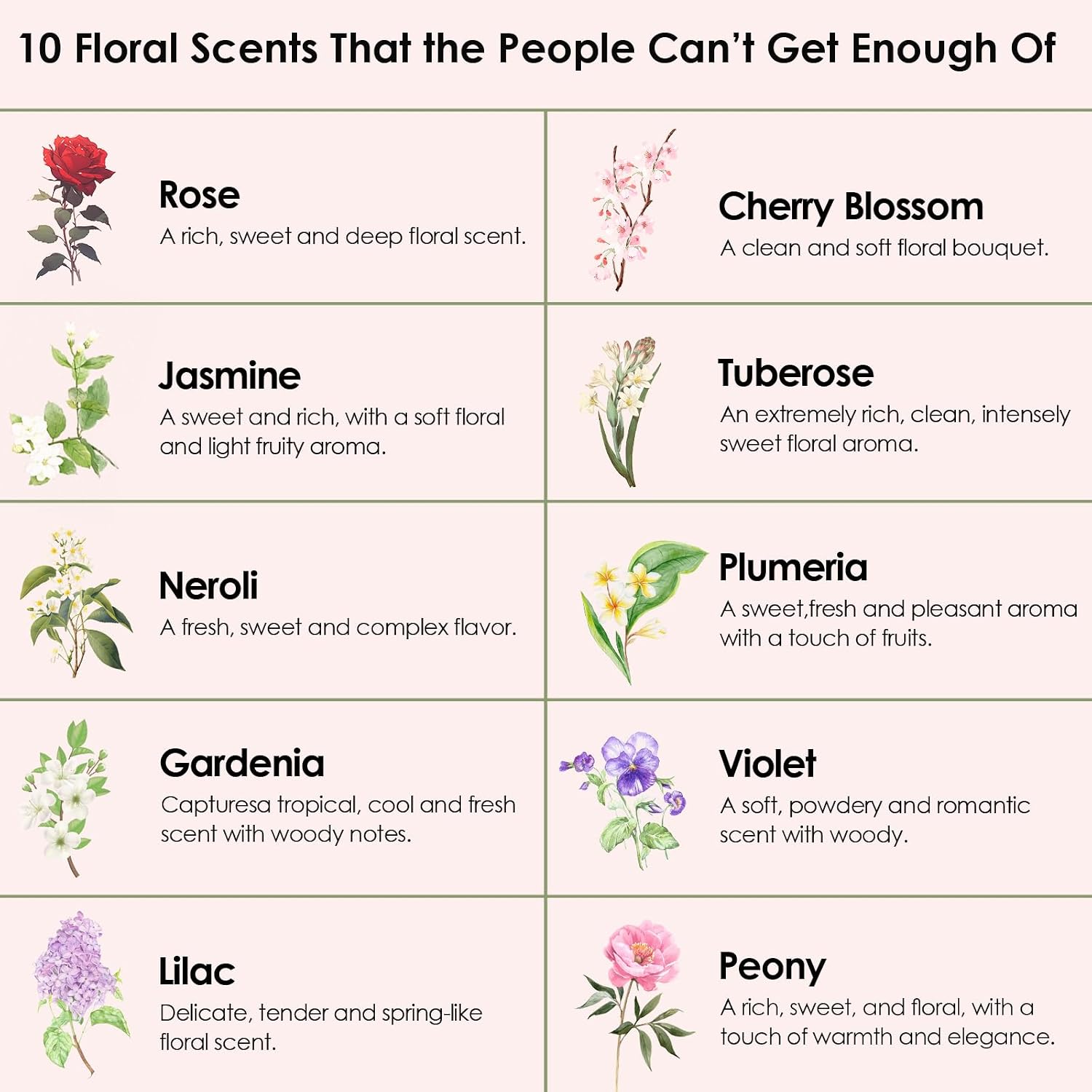 Floral Essential Oils, INWICOPH Flower Fragrance Oil for Candle Making - Rose, Jasmine, Gardenia, Lilac, Plumeria, Peony and More, Aromatherapy Oils for Diffusers for Home - Image 4