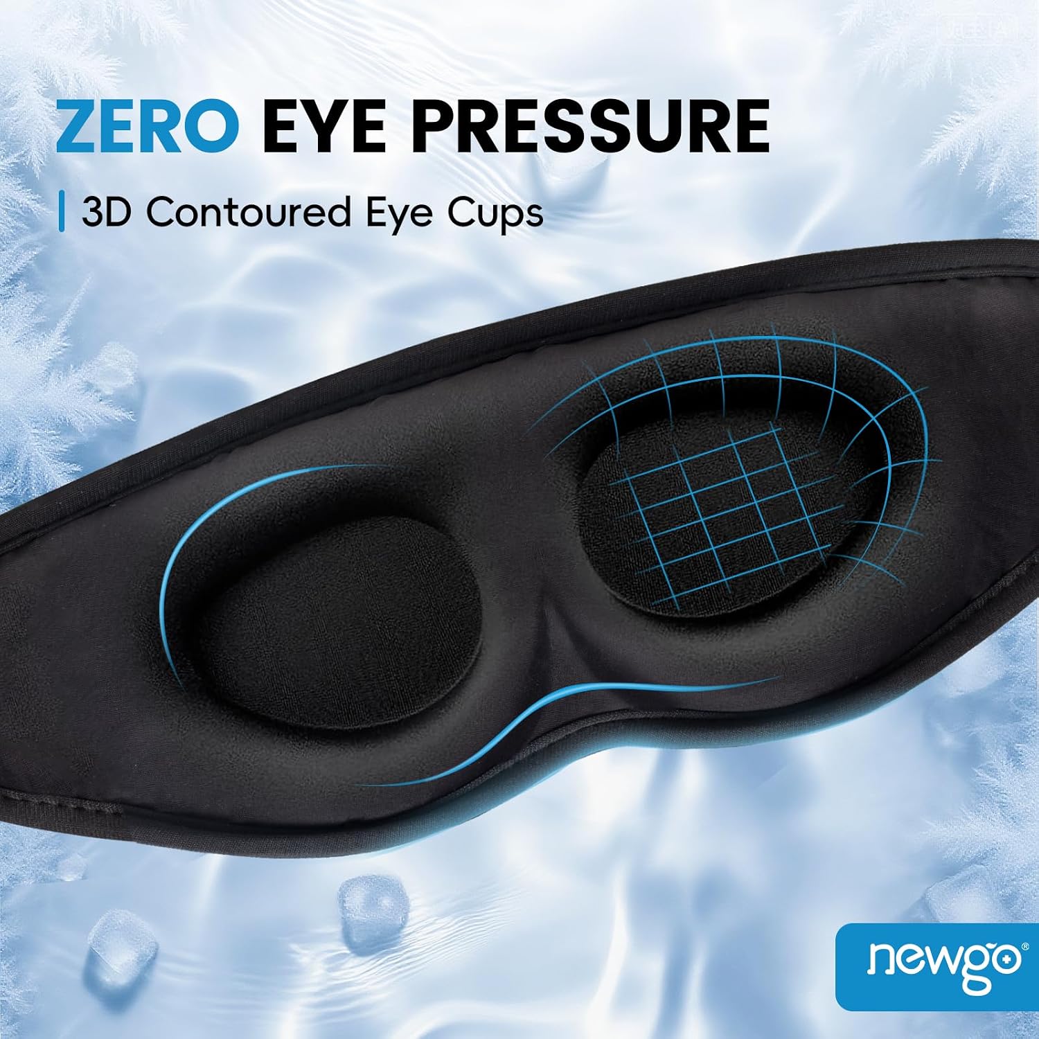 NEWGO 3D Cooling Eye Mask, Weighted Eye Mask for Sleeping, Black | Hot Cold Therapy Blackout Mask for Puffiness, Dark Circles, Headache, Stress Relief, Travel, and Gift - Image 5