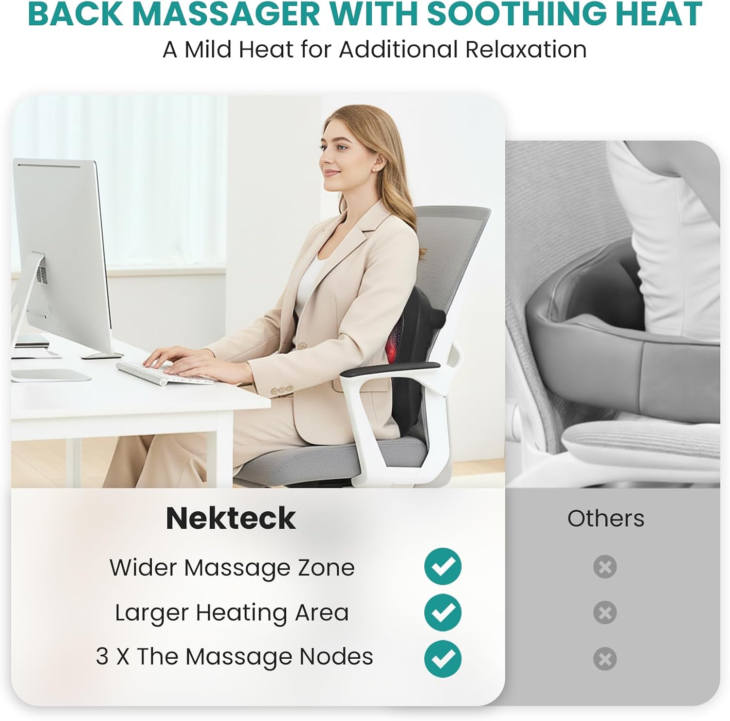 Nekteck Foot Massager with Heat, HSA Eligible FSA Massage Tools Gifts | Shiatsu Heated Electric Kneading Foot Massager Machine for Plantar Fasciitis, Built-in Infrared Heat Function and Power Cord - Image 6