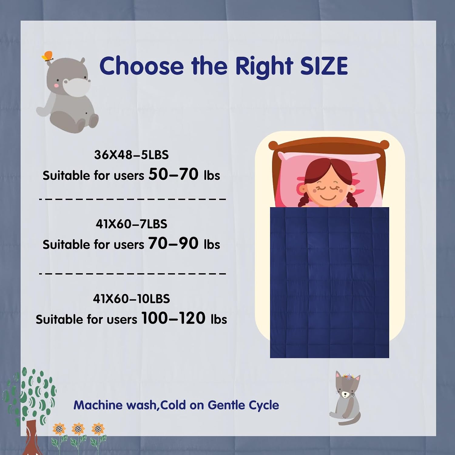 yescool Weighted Throw Blanket 7lbs, 41" x 60", Blue | Cooling Heavy Blanket , Perfect for 60-80 Lbs, Breathable Blanket With Premium Glass Bead, Machine Washable - Image 6