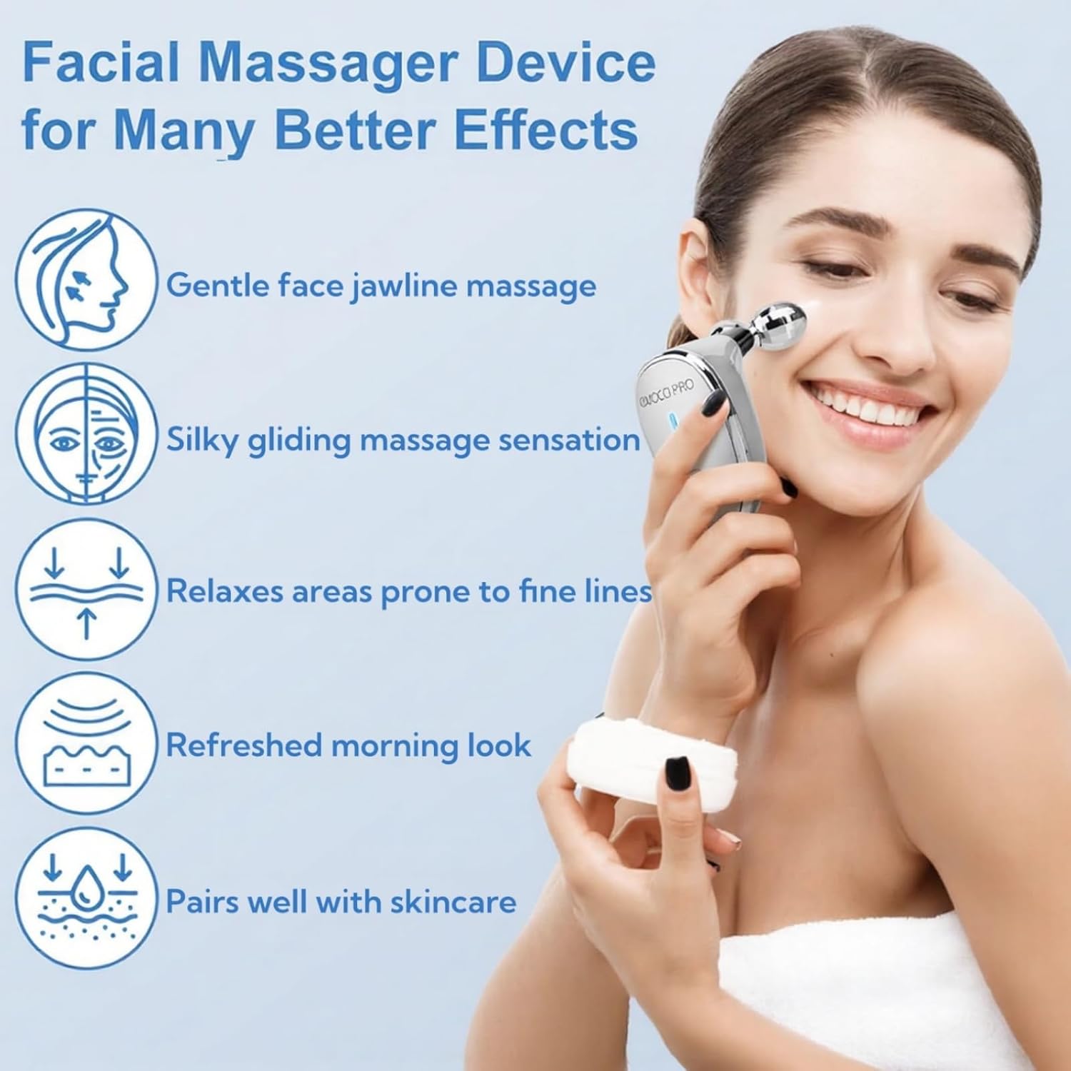 Electric Facial Massager Gentle Vibrating Face Roller Skincare Massage Tool | Vibrating soothing massage, dual-roller 360° deep massage, lightweight portable for home & travel, gentle for all skin types - Image 3