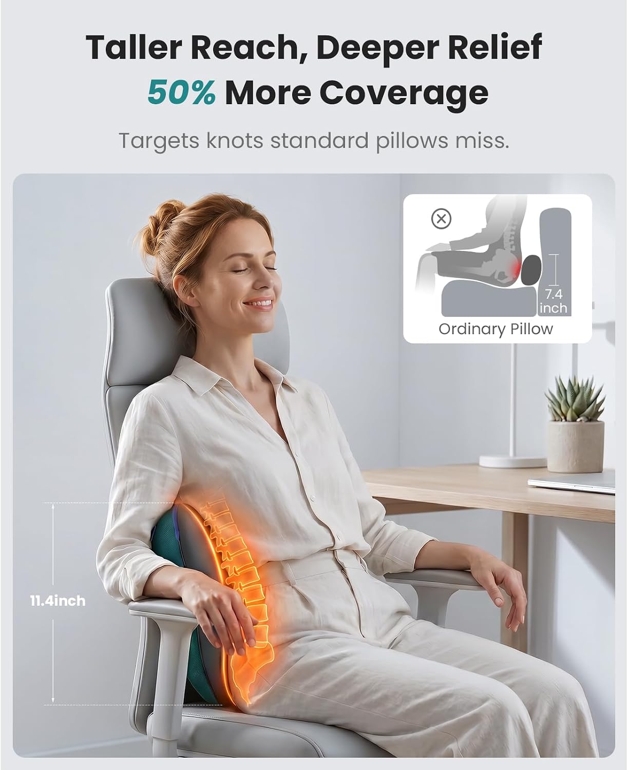 BOB AND BRAD Back Massager with Heat FSA Eligible/HSA Eligible, EZBack Corded Back Massager for Pain Relief Deep Tissue, Shiatsu Back and Neck Massage Pillow, Soothing Full-Body Relief for Women Men - Image 4