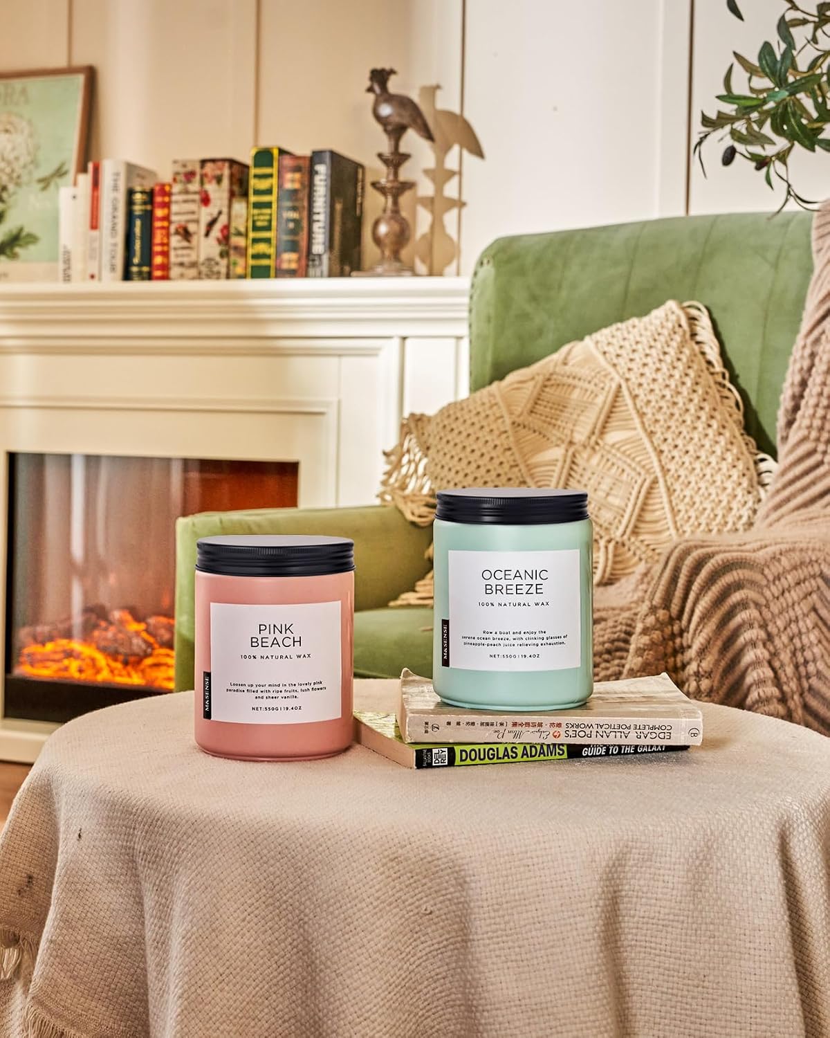 M&SENSE Candle Oceanic Breeze Home Scented, 19.4oz 110H Natural Soy Wax | Organic Non Toxic, Long Lasting, 2 Wick Pineapple & Mango Fresh Scent for Stress Relief, Aromatherapy Gifts for Women/Men - Image 8