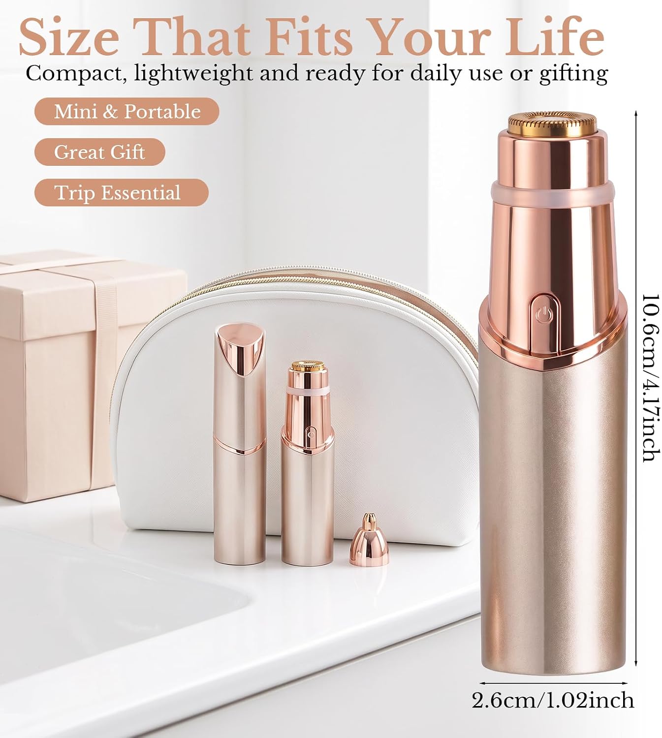 Facial Hair Removal for Women,2 in 1 Face Epilator and Eyebrow Trimmer | 2026 New Rechargeable Face Hair Remover,Facial Razor with Built in LED Light for Eyebrows, Upper Lip, Chin, Fine Facial Hair - Image 7