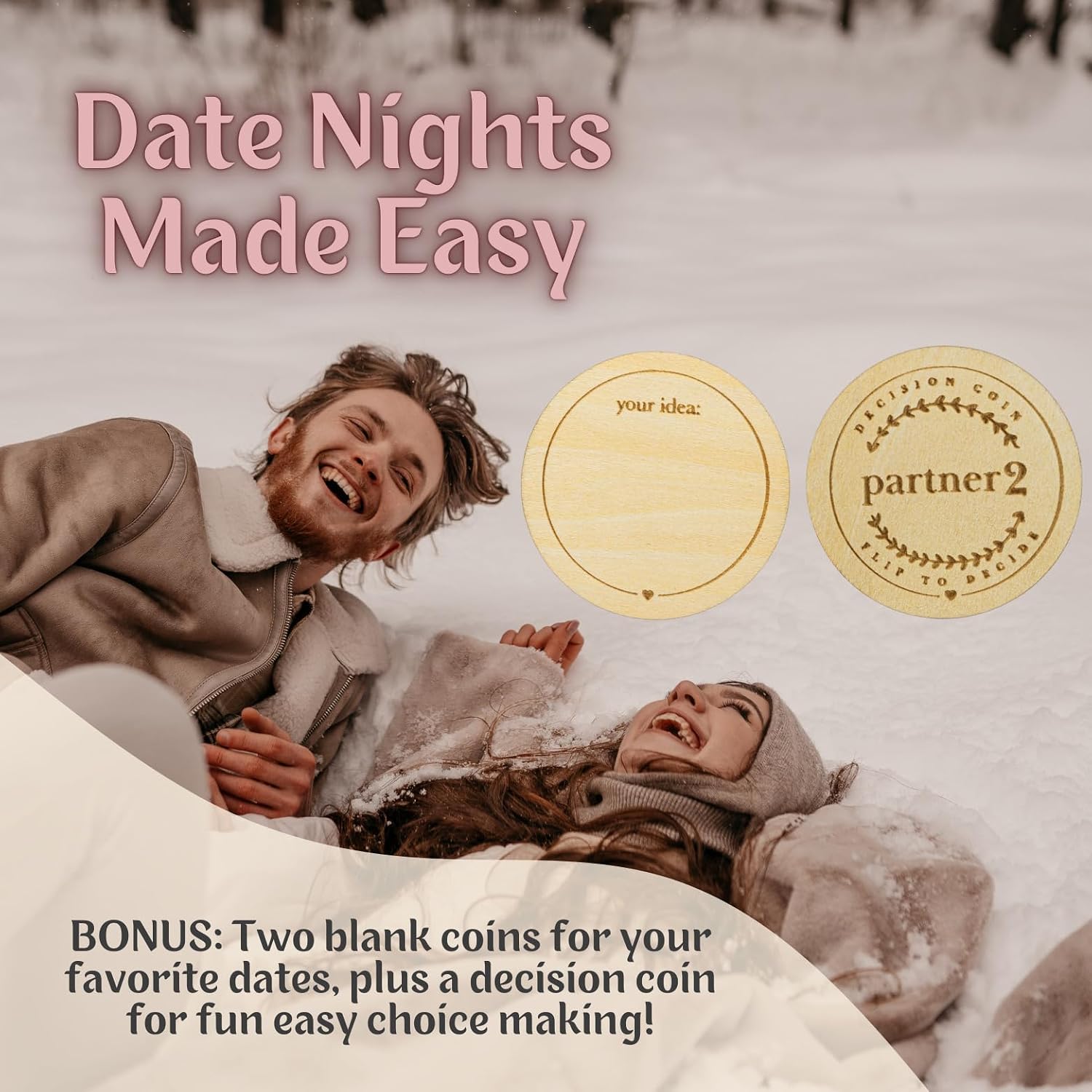 Date Night Box Game - 52 Romantic Date Ideas + 4 Personalized Dates & Decision Maker Coin - Fun Gift for Couples, Anniversaries, Weddings, Bridal Showers Bachelorette Parties, Him & Her, Anniversary - Image 6