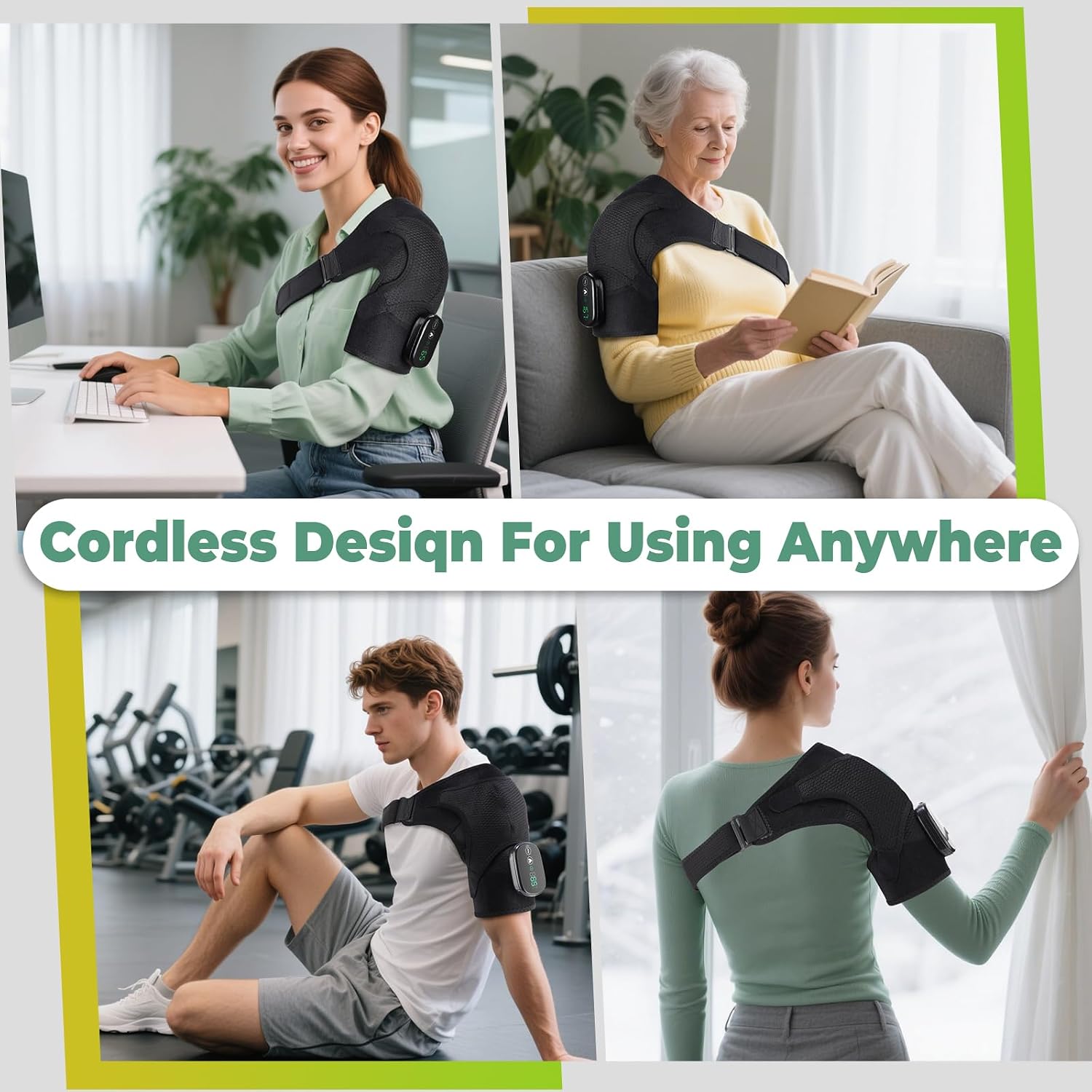 Cordless Shoulder Heating Pad, FSA Eligible Heated Shoulder Massager | 3 Vibration and Heating Modes, Breathable Fabric, HD Display, 5000mAh Battery, Adjustable Size, for Rotator Cuff - Image 5