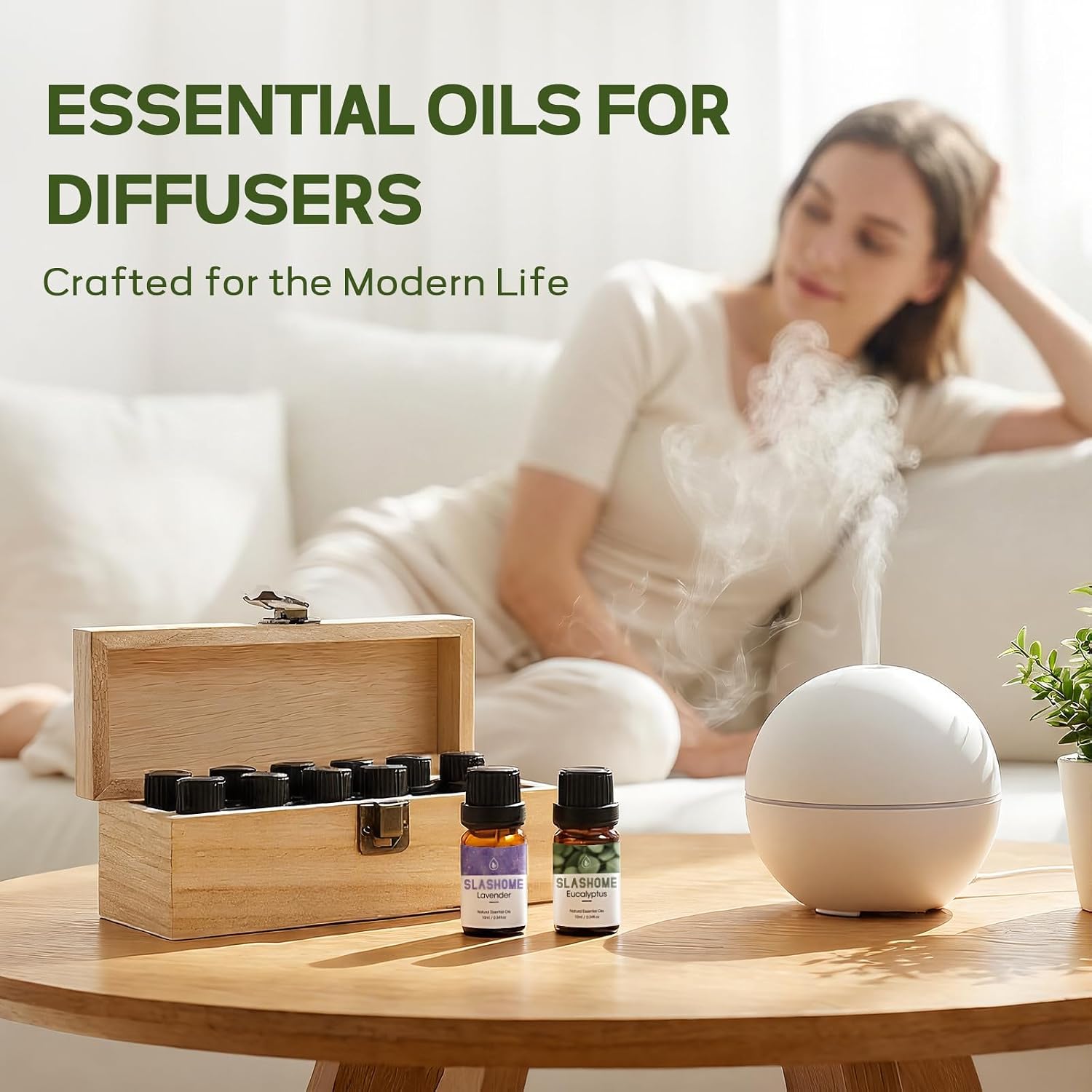 Slashome 12 Pack Water Soluble Essential Oils Set for Diffusers for Home | Scented Oil with Wooden Gift Box for Women - Lavender, Peppermint, Sweet Orange, Tea Tree & More - Image 6