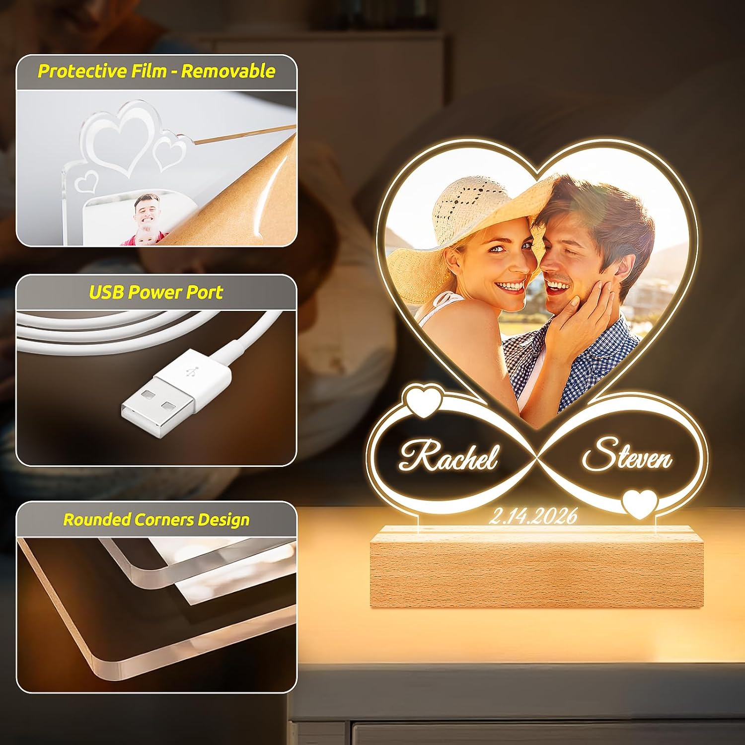 Custom Picture Frames, Personalized Anniversary Couple Gifts for Women Men | Personalized Picture Frame, Personalized Photo Frame, Customized Birthday Gifts for Girlfriend Boyfriend Her Him Wife Husband - Image 5