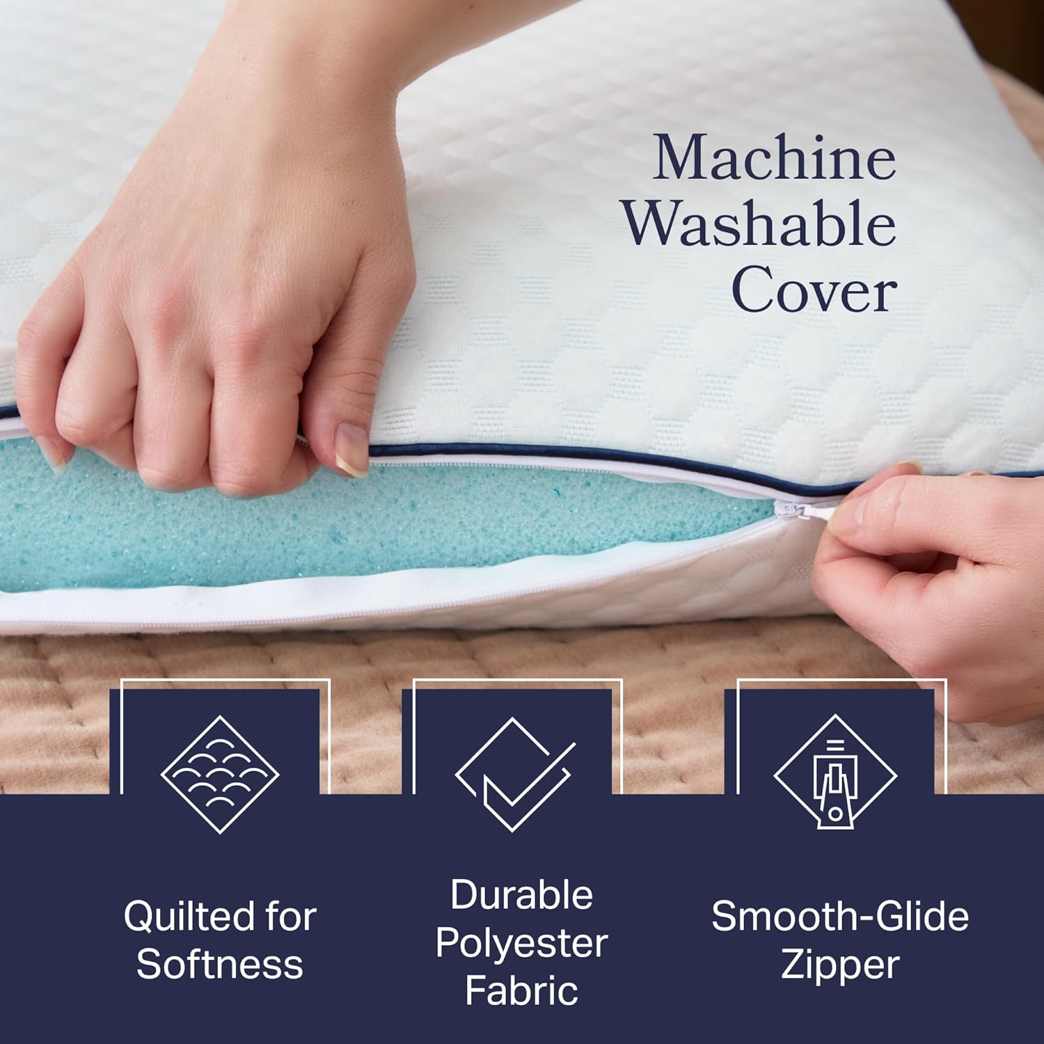 Weekender Cooling Gel Memory Foam Pillow for Sleeping – King Size, Ventilated Cooling Pillow for Side & Back Sleepers, Neck & Shoulder Support, Medium Firm, Washable Cover - Image 3