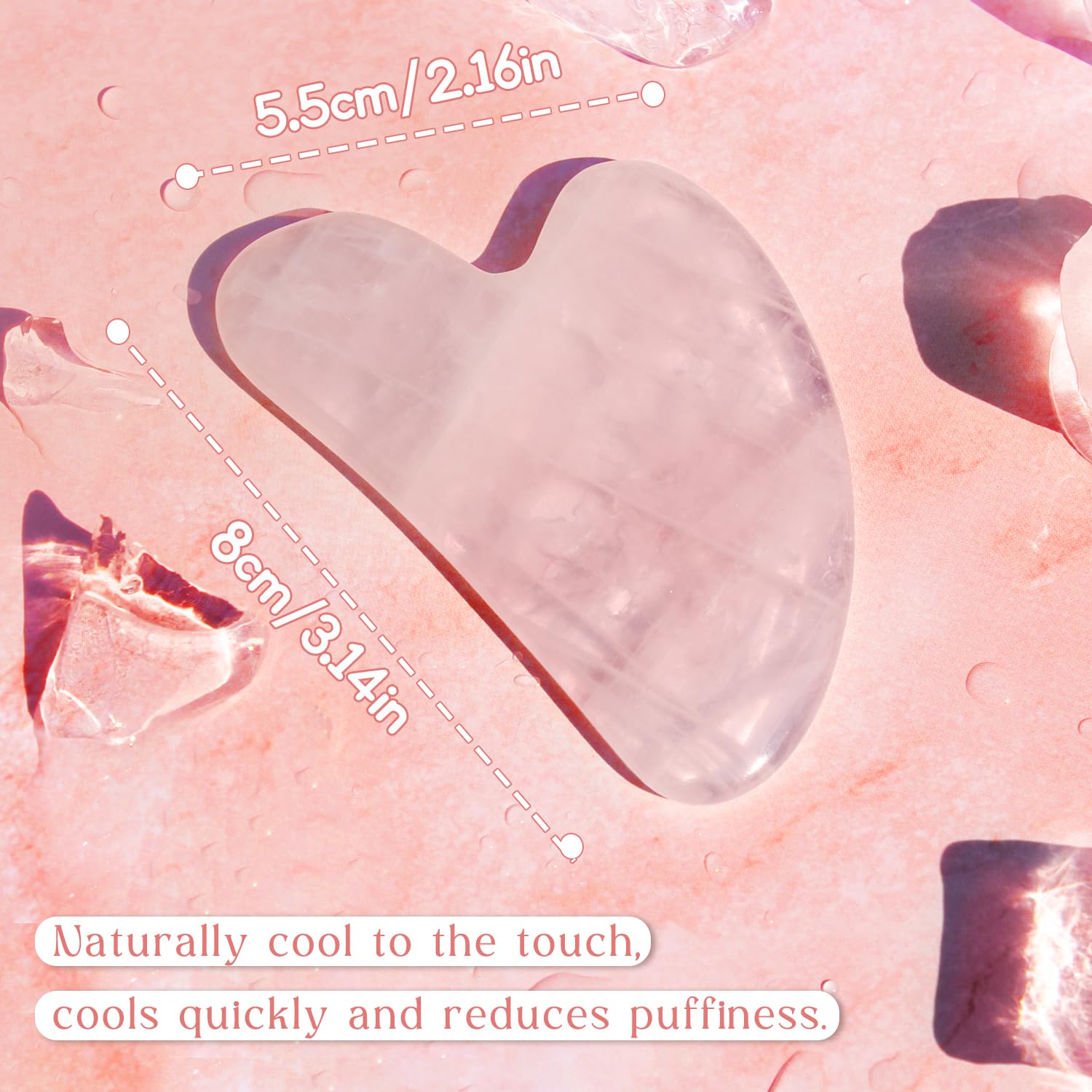 Rose Quartz Gua Sha Facial Tool, 100% Genuine Guasha Stone | Face Massage Tool, Naturally Cooling, Heart-Shaped, Jawline Sculptor, Face, Neck & Body, Ideal Daily Skincare Gift - Image 5