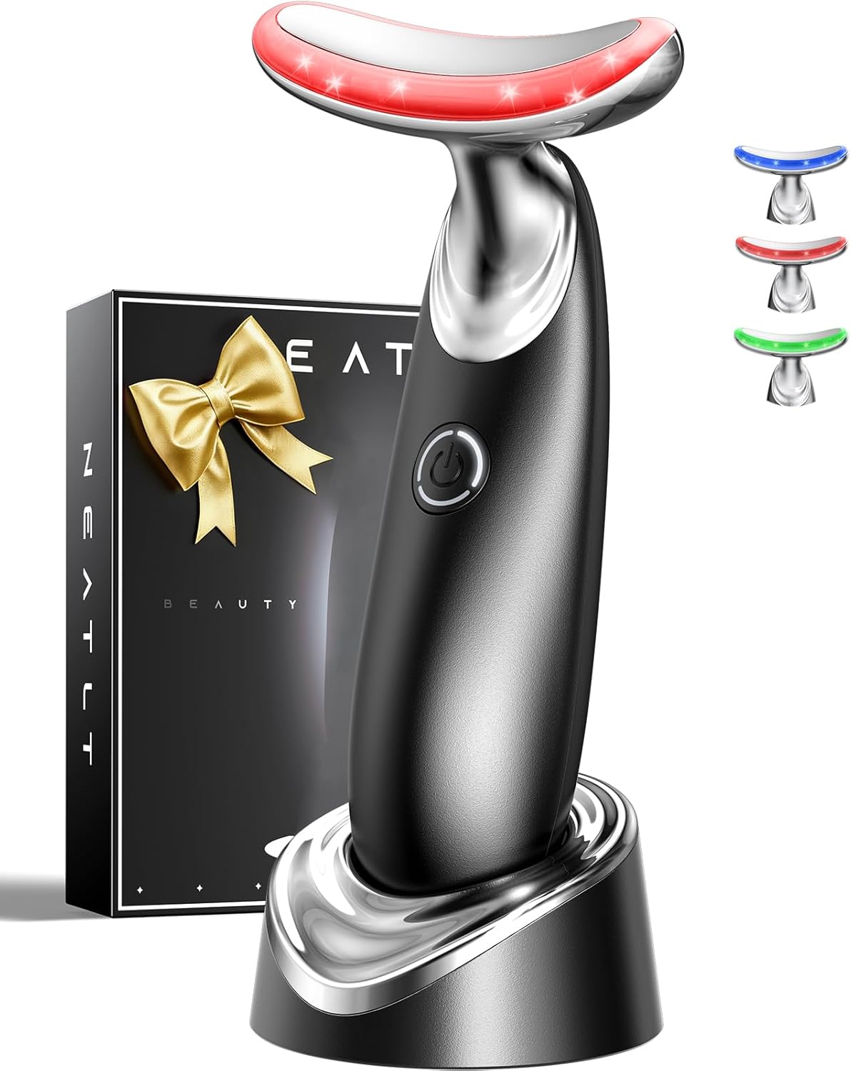 Red Light for Face and Neck, 7-in-1 Face Massager Tool, 3-Color Portable Facial Massager for Skin Care (5.9in)